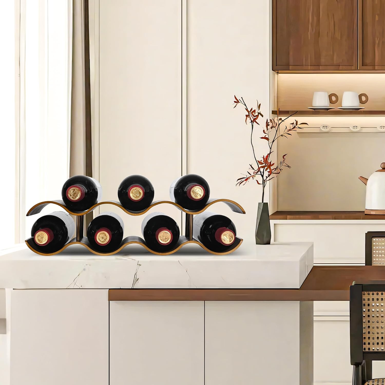 TRUDING 7 Bottle Tabletop Wine Rack with 2 Tiers