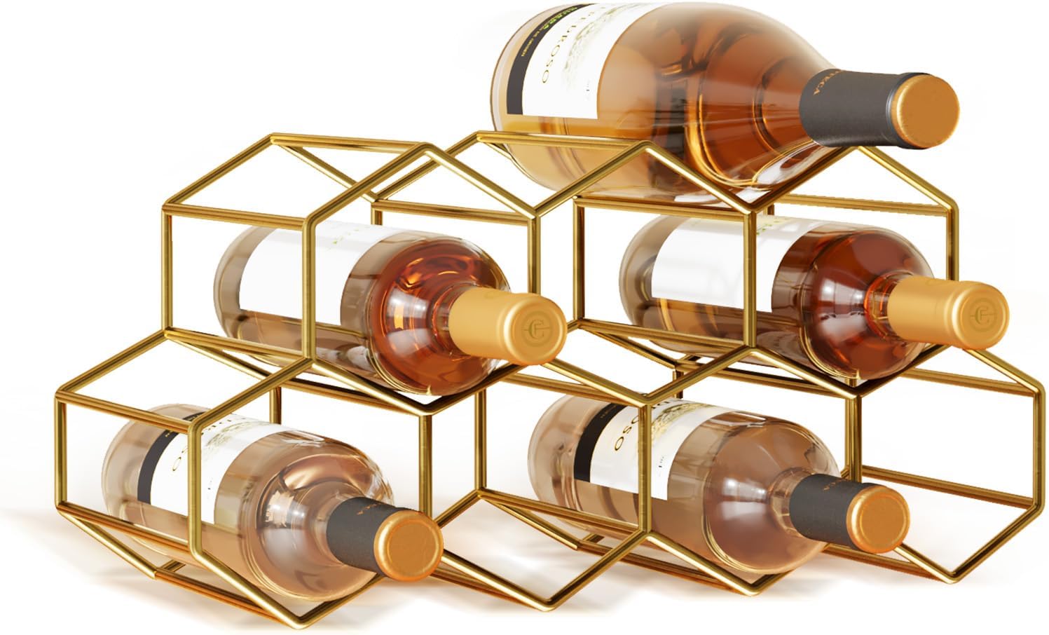 Urban Deco Small Gold Wine Rack 9 Bottle Holder