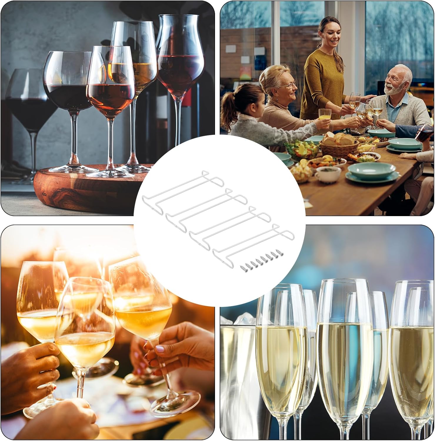 Uxcell 4Pcs 10-Inch Stemware Wine Glass Rack