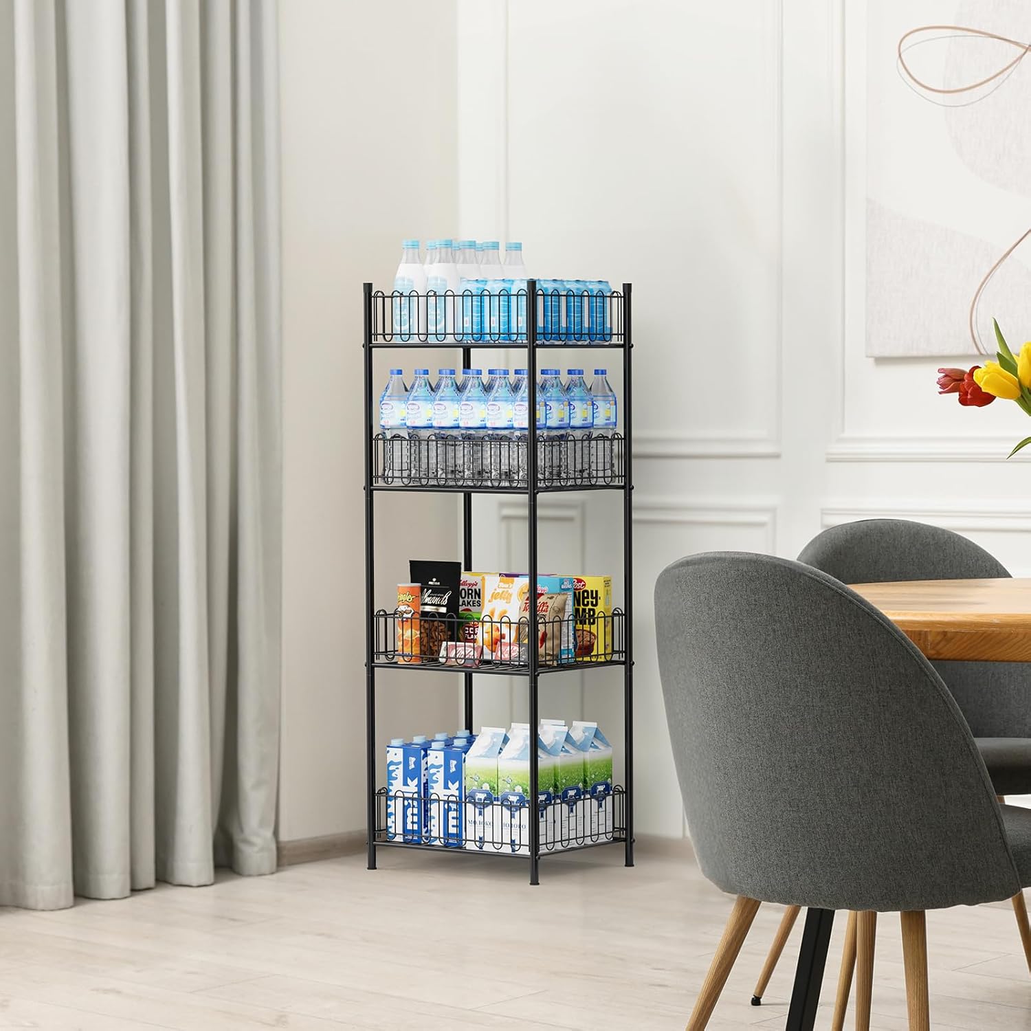 OYEAL 4-Tier Water Bottle Can Organizer for Kitchen Pantry