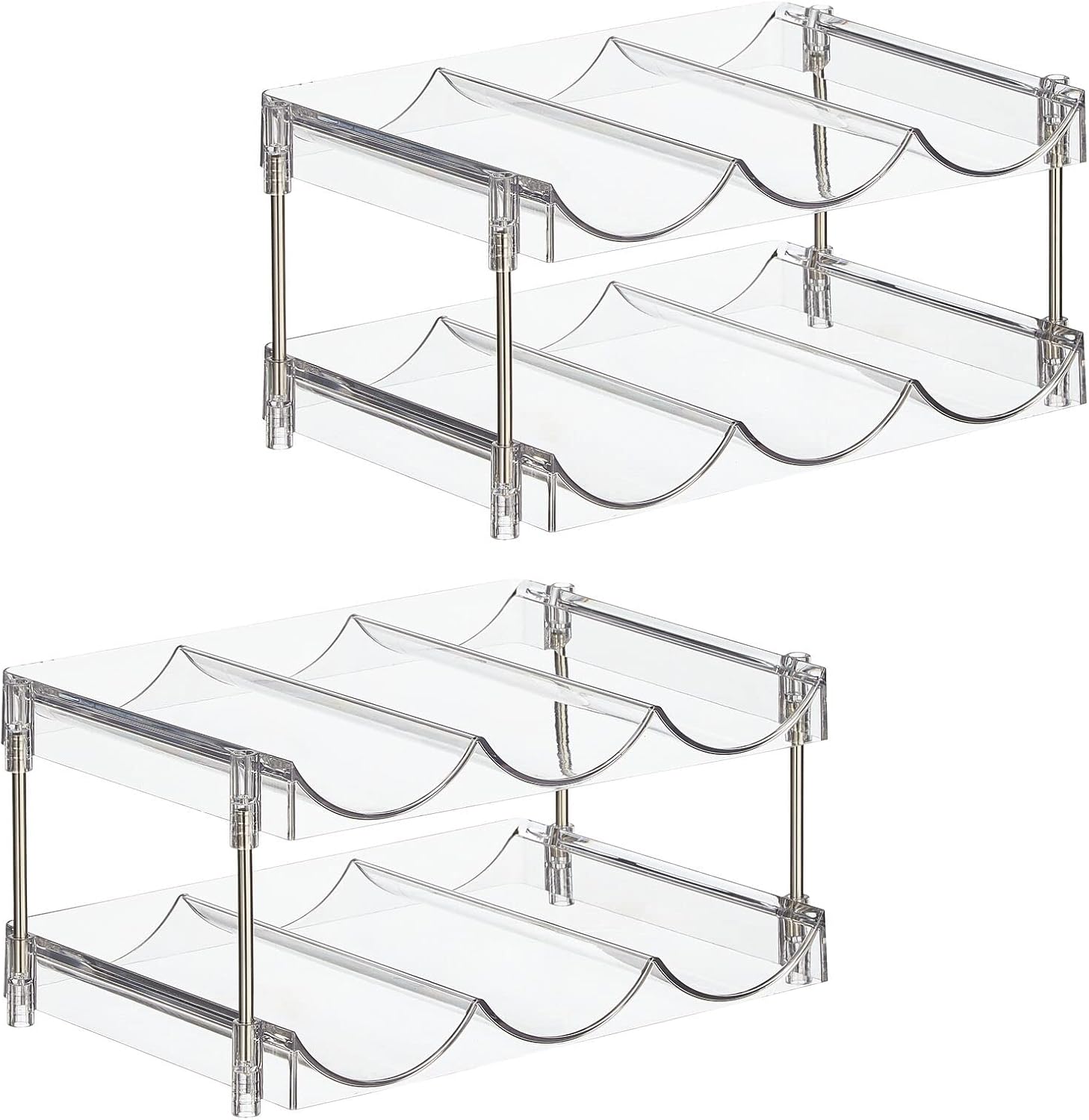 Nate Home 6-Bottle Organizer Set of 2 Clear and Stainless Steel