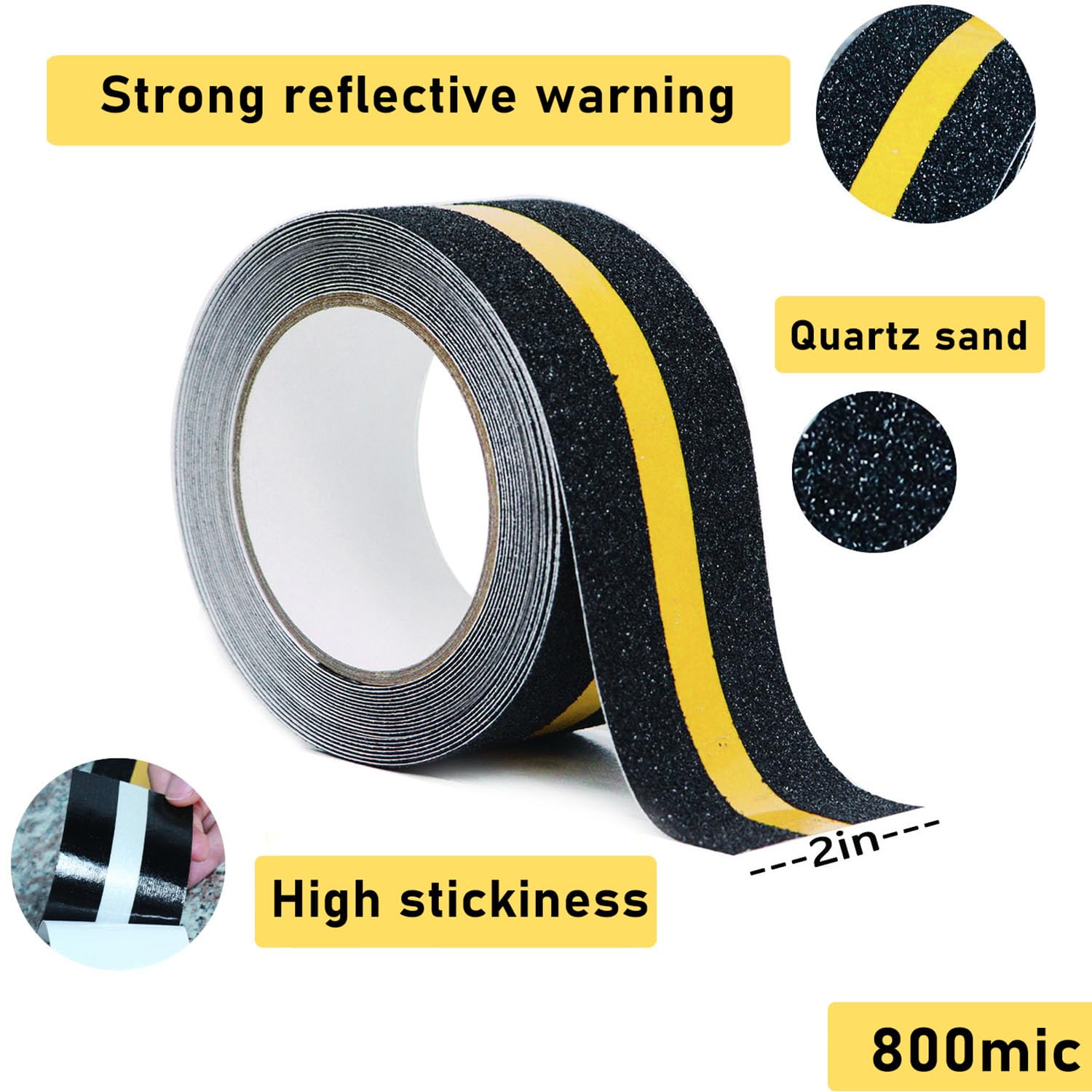 COSIMIXO 2 x 165FT Anti Slip Tape with Reflective Stripe 1
