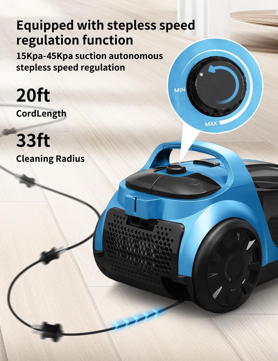 Sweepcent Canister Vacuum Cleaner 1600W Heavy Duty