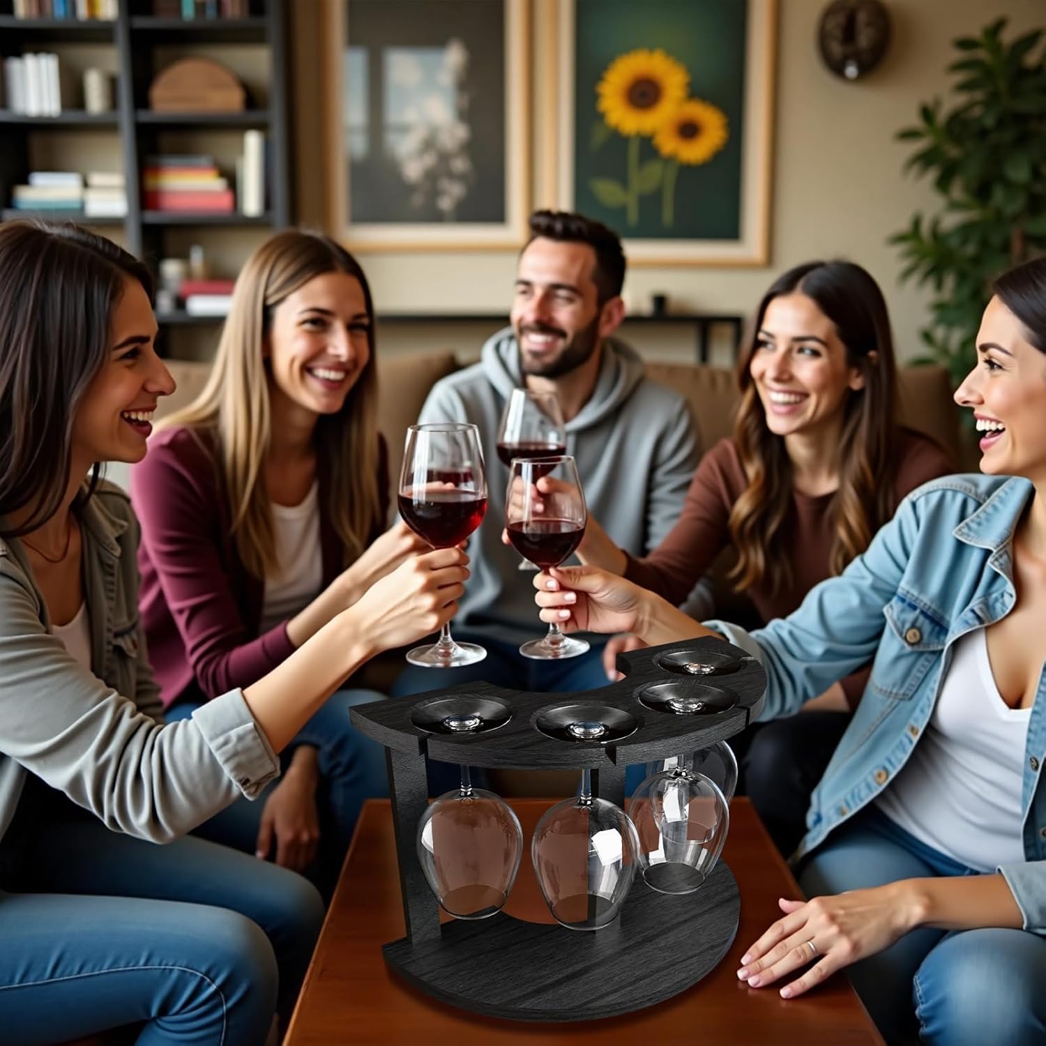 Lacinoeo Countertop Wine Glass Rack for 4 Glasses