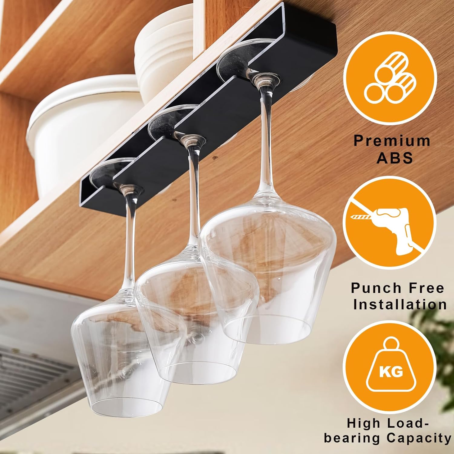 AQJUNONG 2 Pack Wine Glass Holder Classic Black