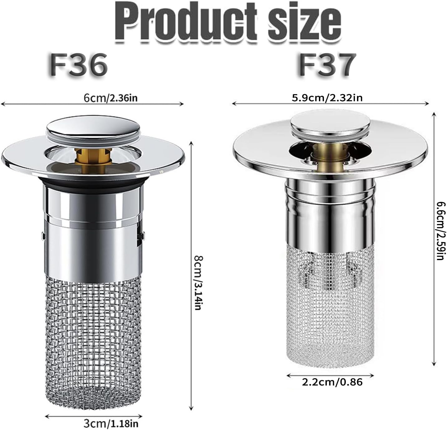 Bathroom Sink Drain Strainer with Two Sizes 2Pcs Hair Catcher