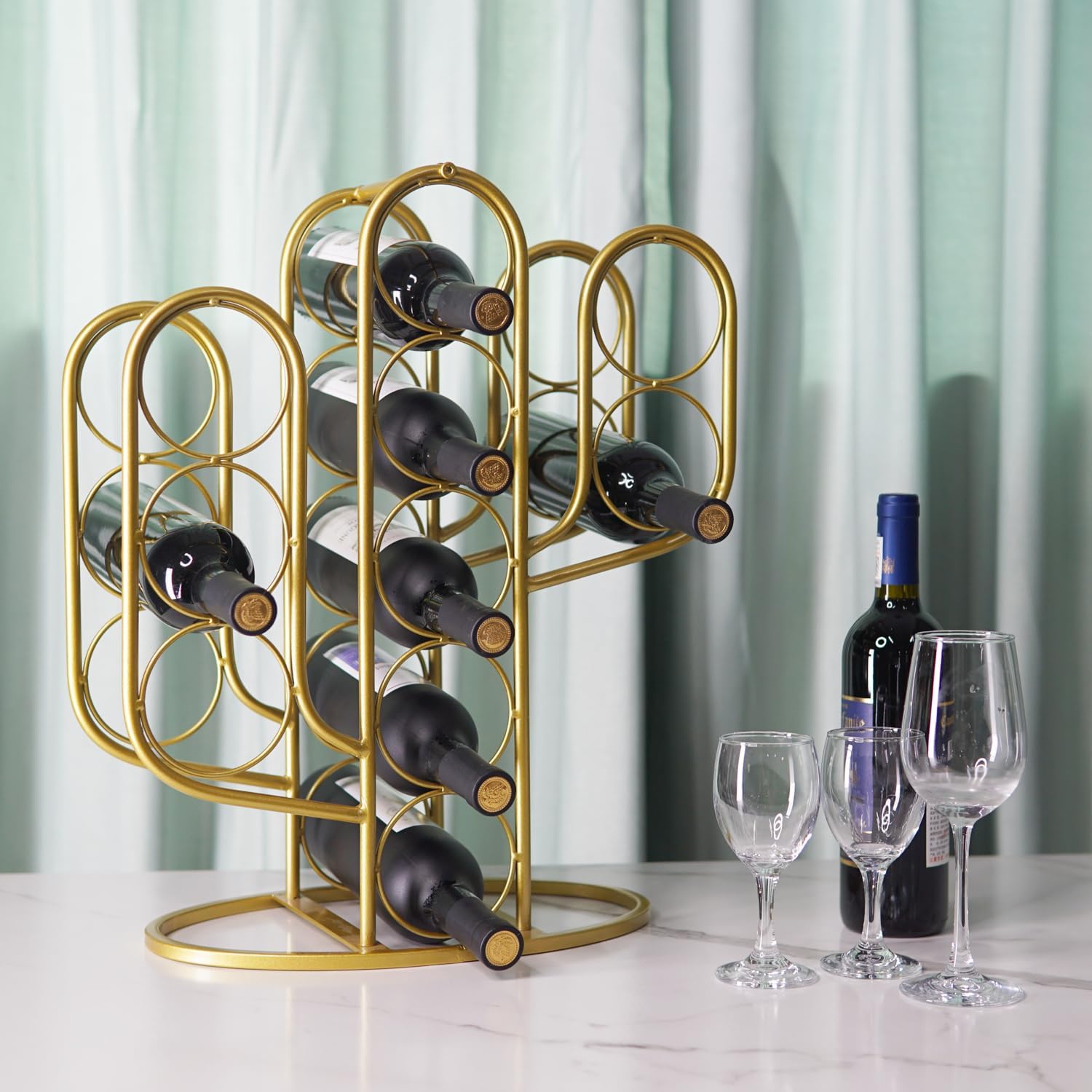 10 Bottles Wine Rack with Cactus Design