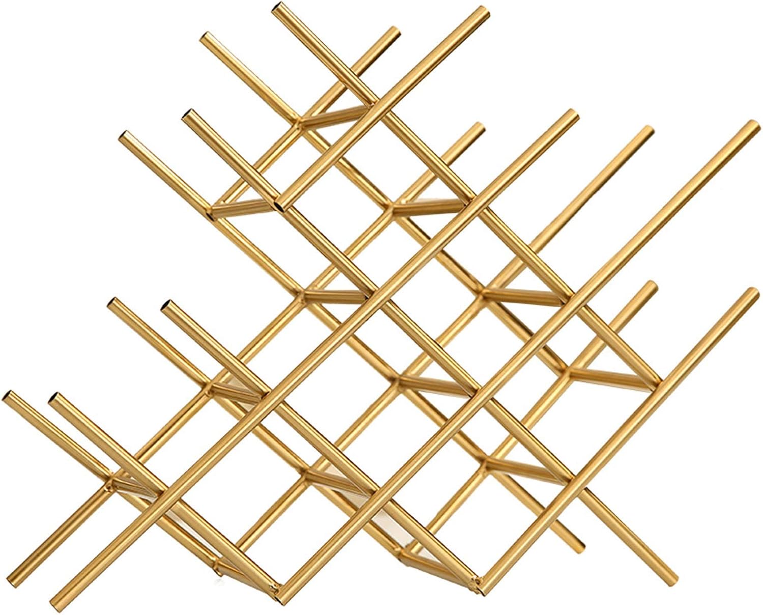 BOCbco Tabletop Wine Rack Rose Gold Iron Art Holds 13 Bottles