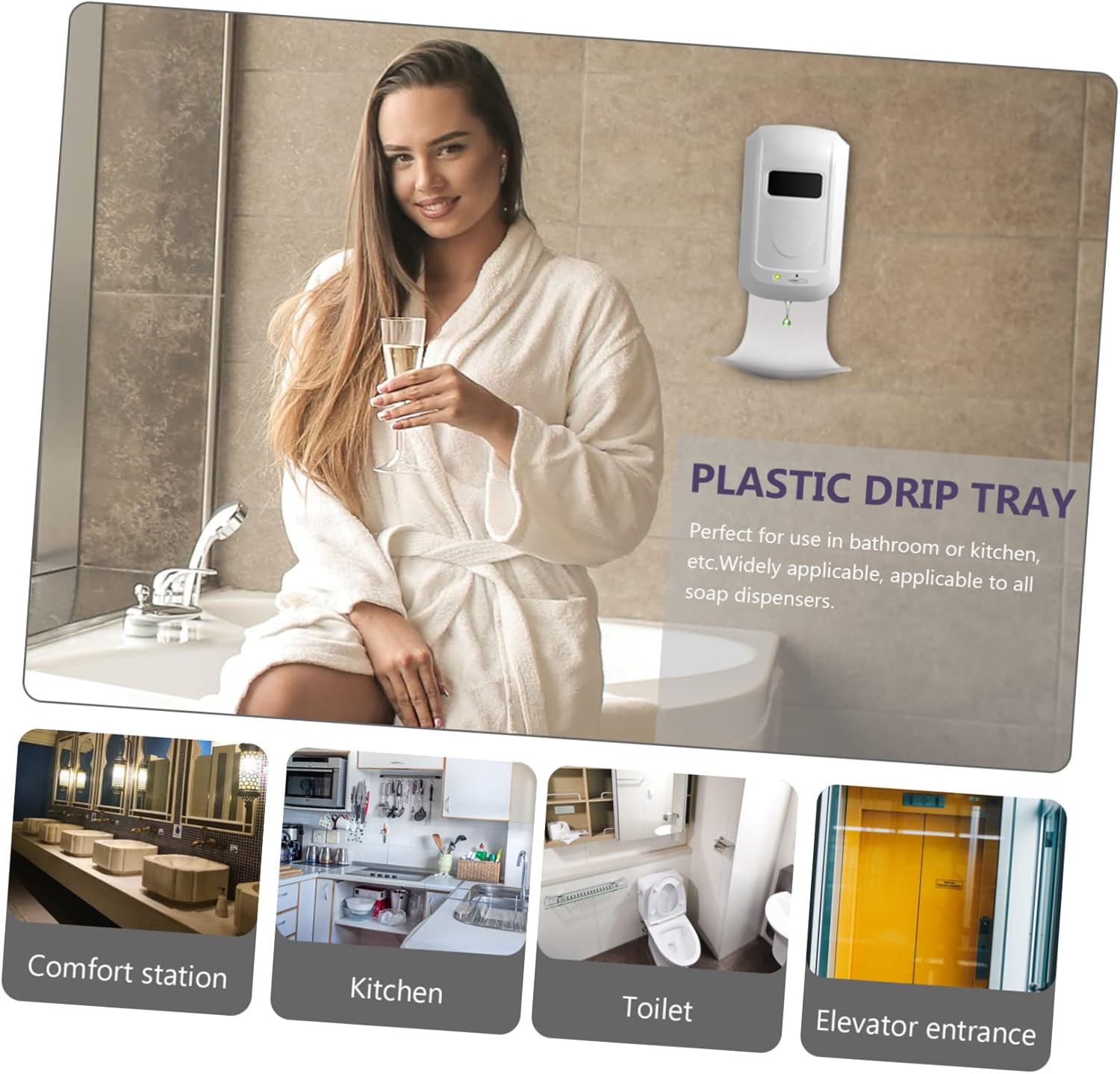 PRETYZOOM Wall Mounted Soap Dispenser Tray with Sponge Holder