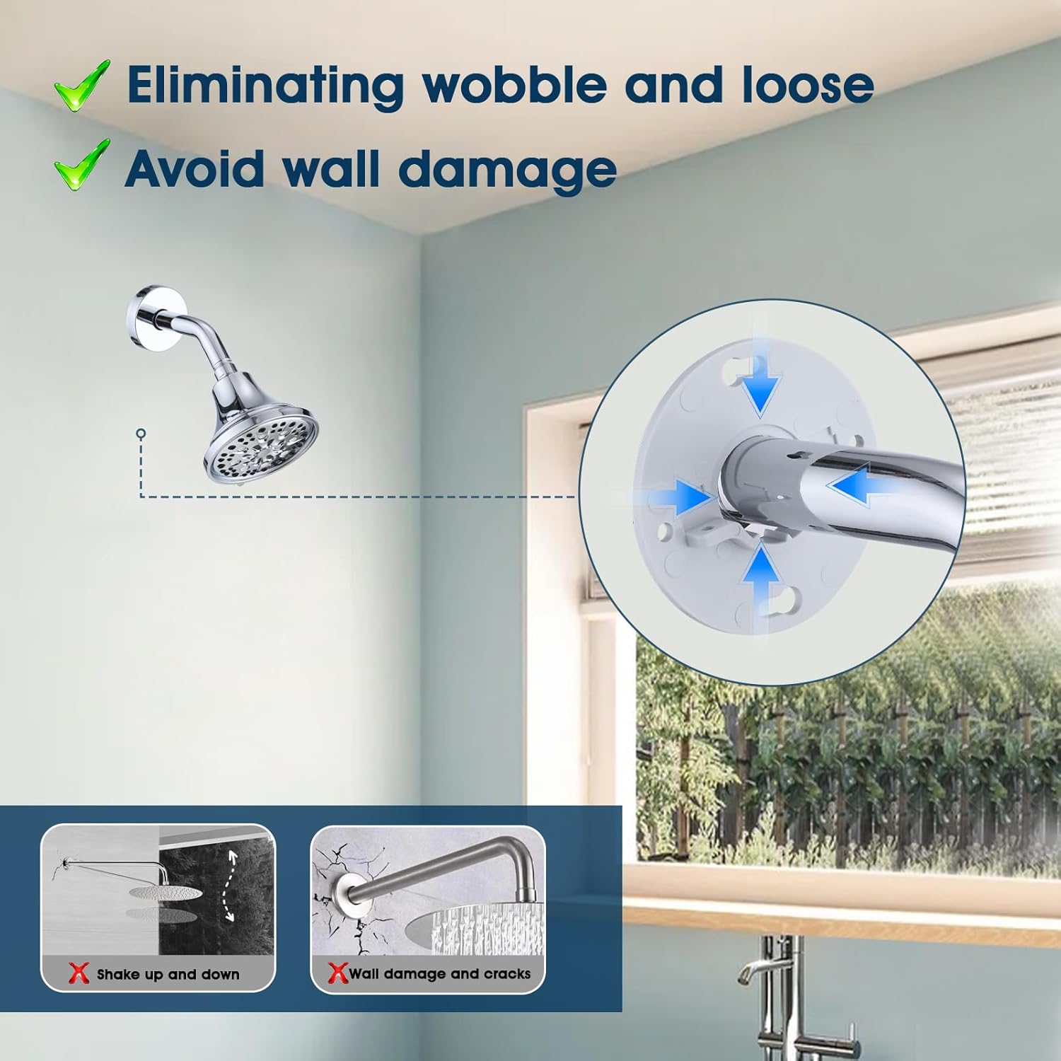 RAINREVIVE 6 Inch Shower Arm with Flange and Bracket