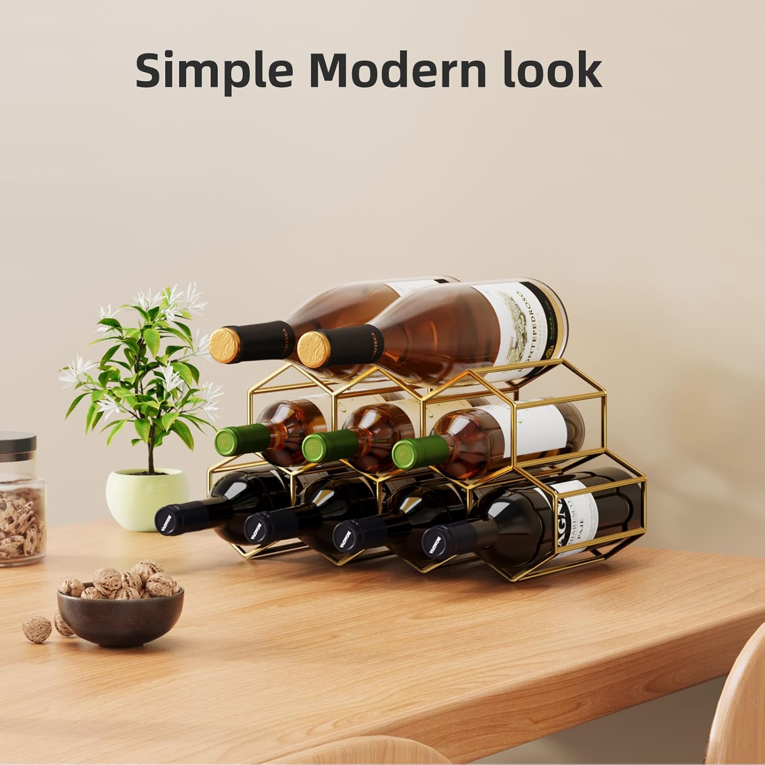 Urban Deco Small Gold Wine Rack 9 Bottle Holder