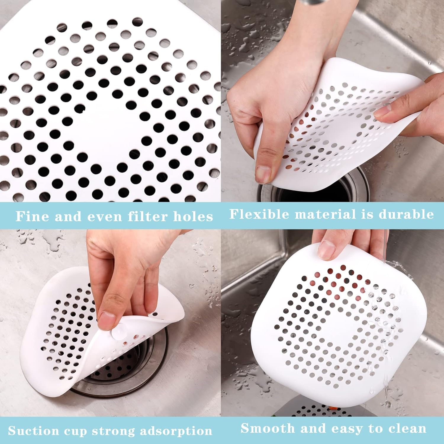 QSCFKL 3-Pack Shower Drain Hair Catcher with Suction Cup