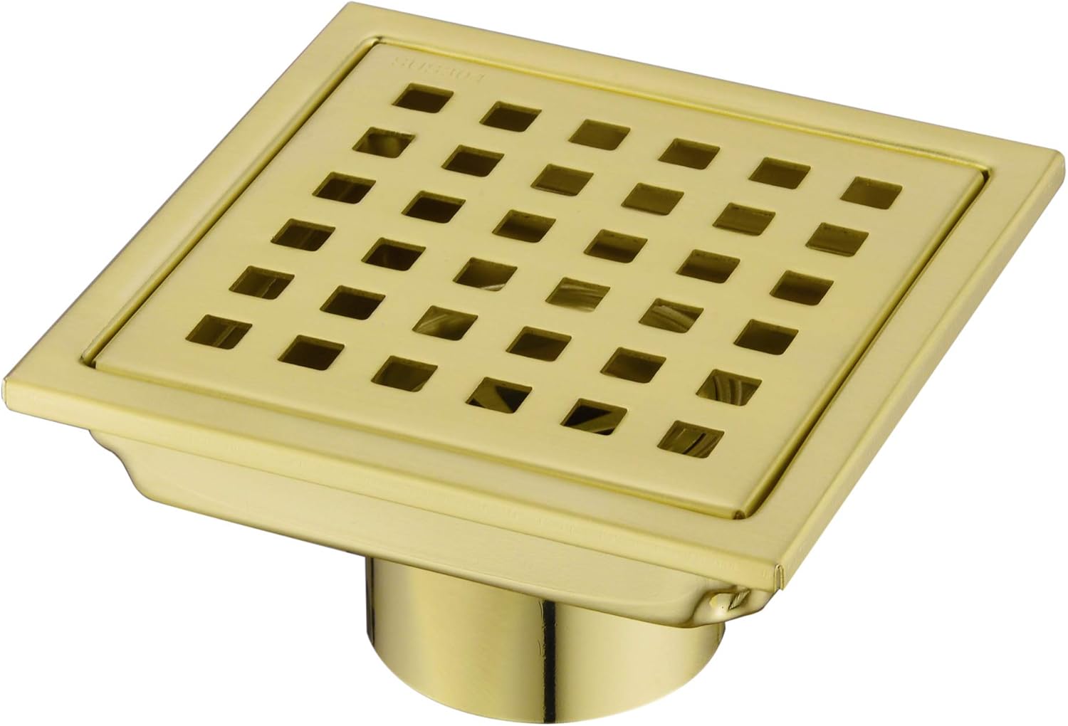4 Inch Brushed Gold Shower Drain with Adjustable Base Flange