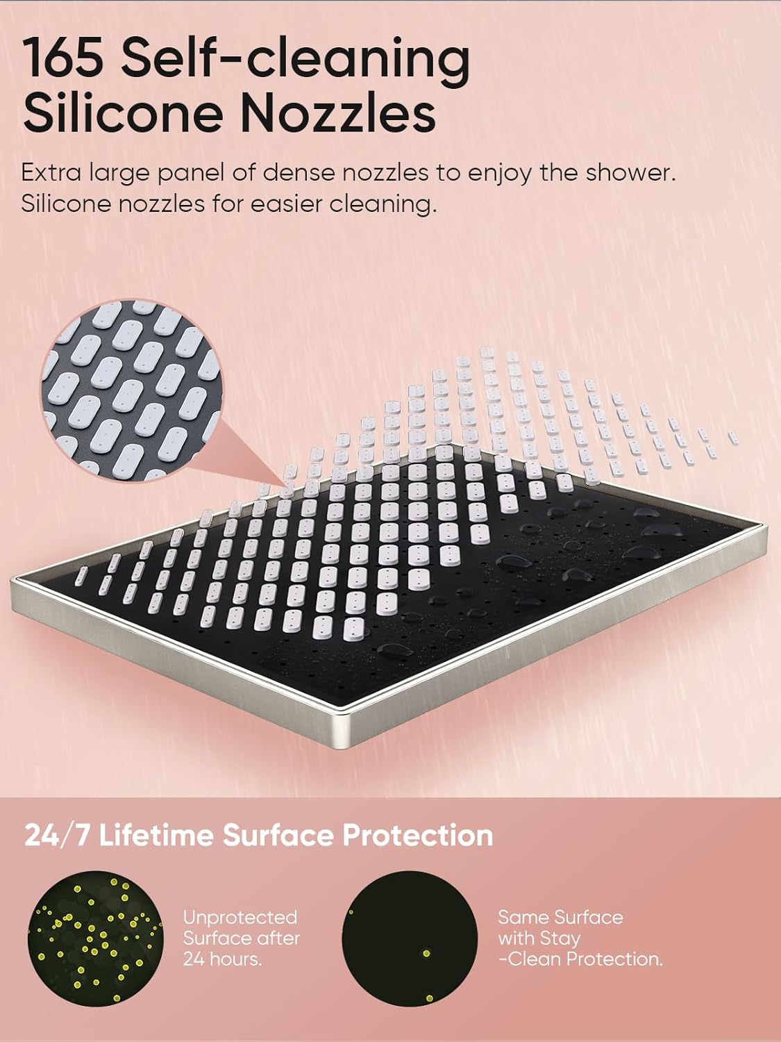 Cobbe 118 Inch Rain Shower Head with 6 Modes and Adjustable Arm