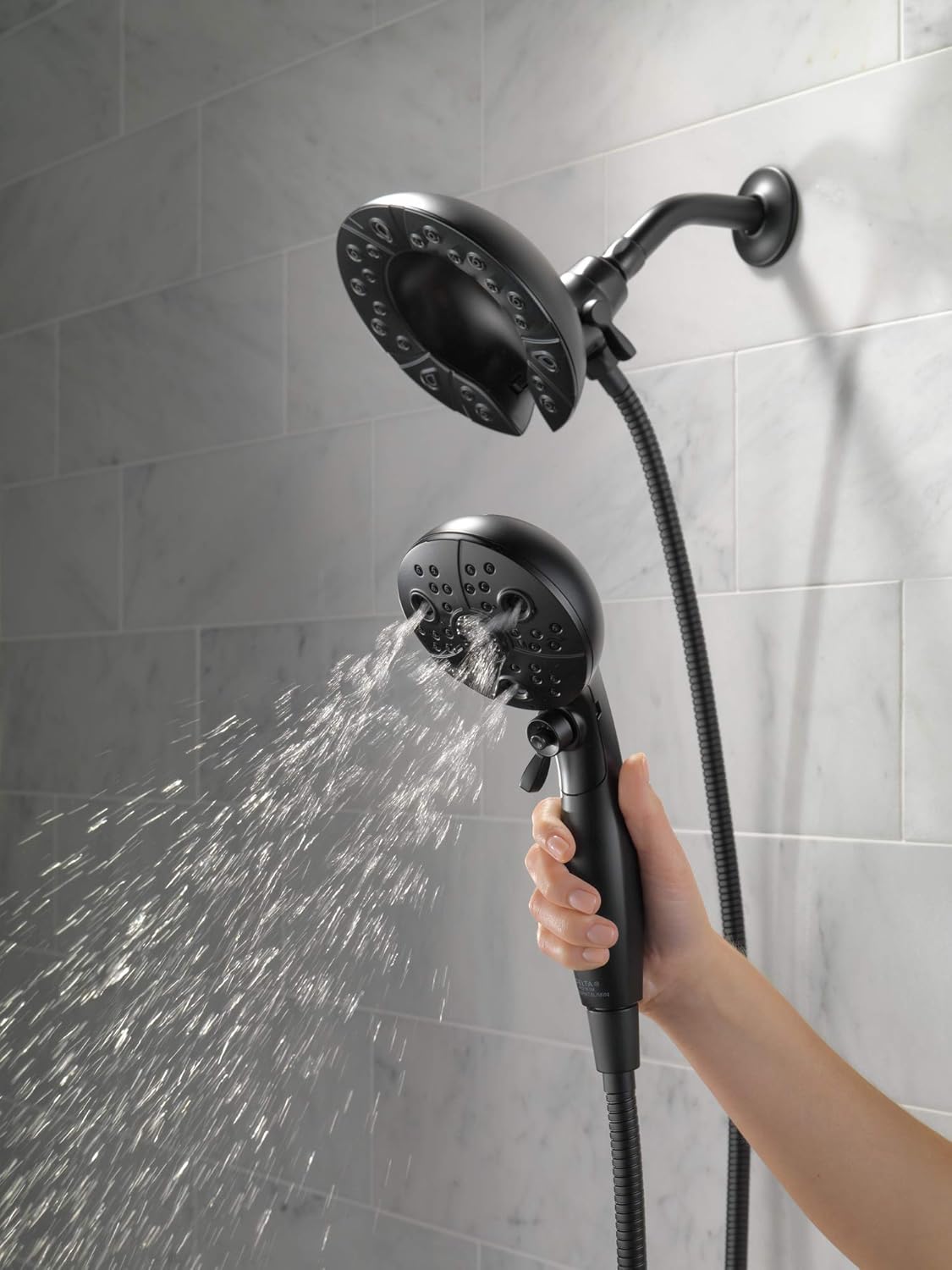 Delta H2Okinetic Dual Shower Head with Handheld Matte Black