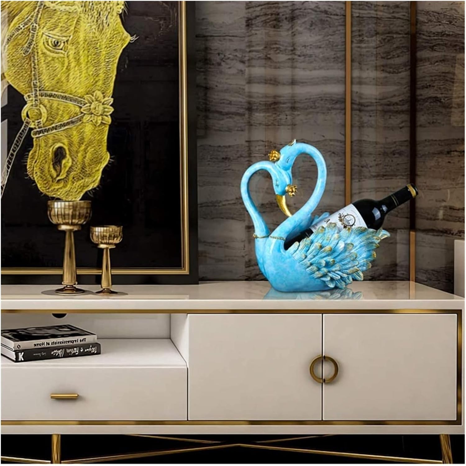 ALDEPO Swan Wine Rack Resin Countertop Decor