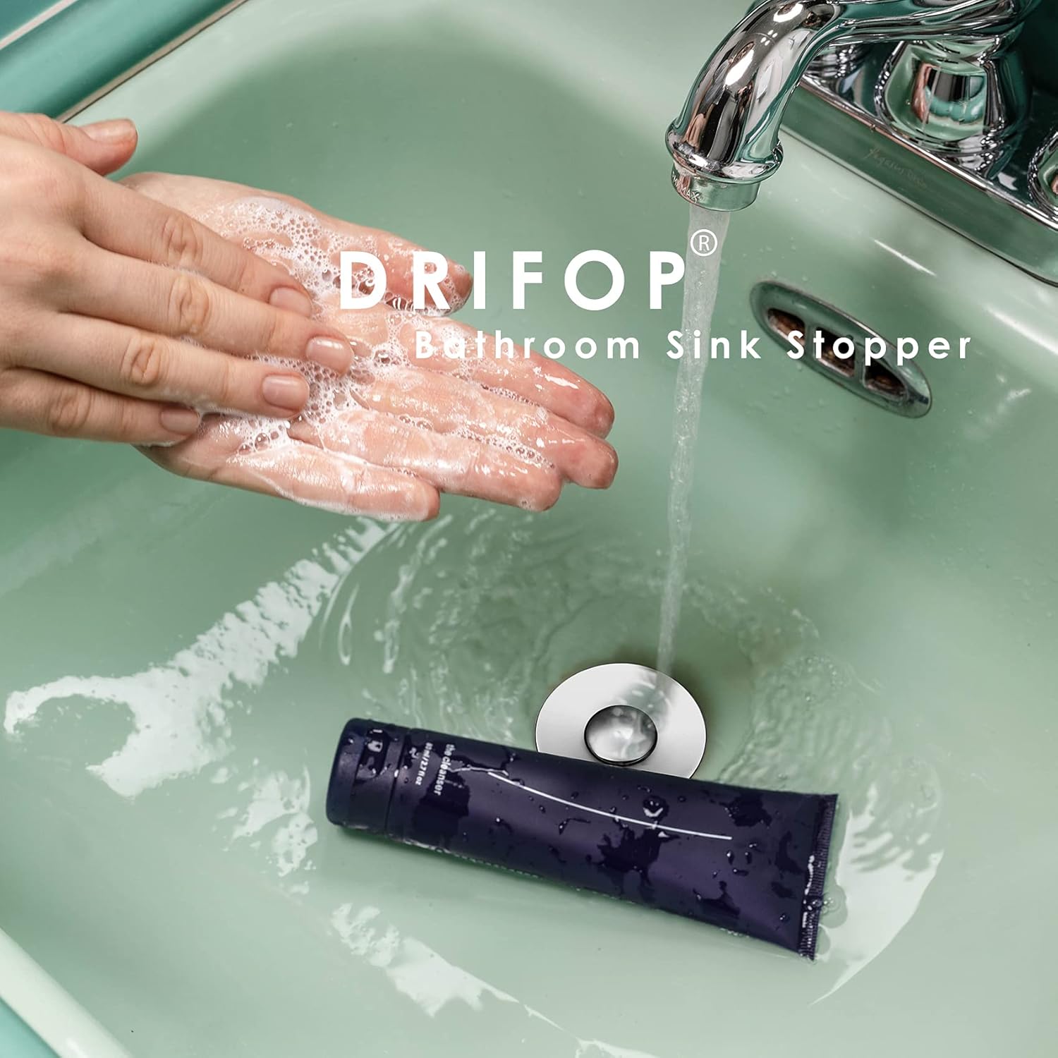 Drifop Universal Sink Stopper with Hair Catcher 11-15 Inch Drain Silver