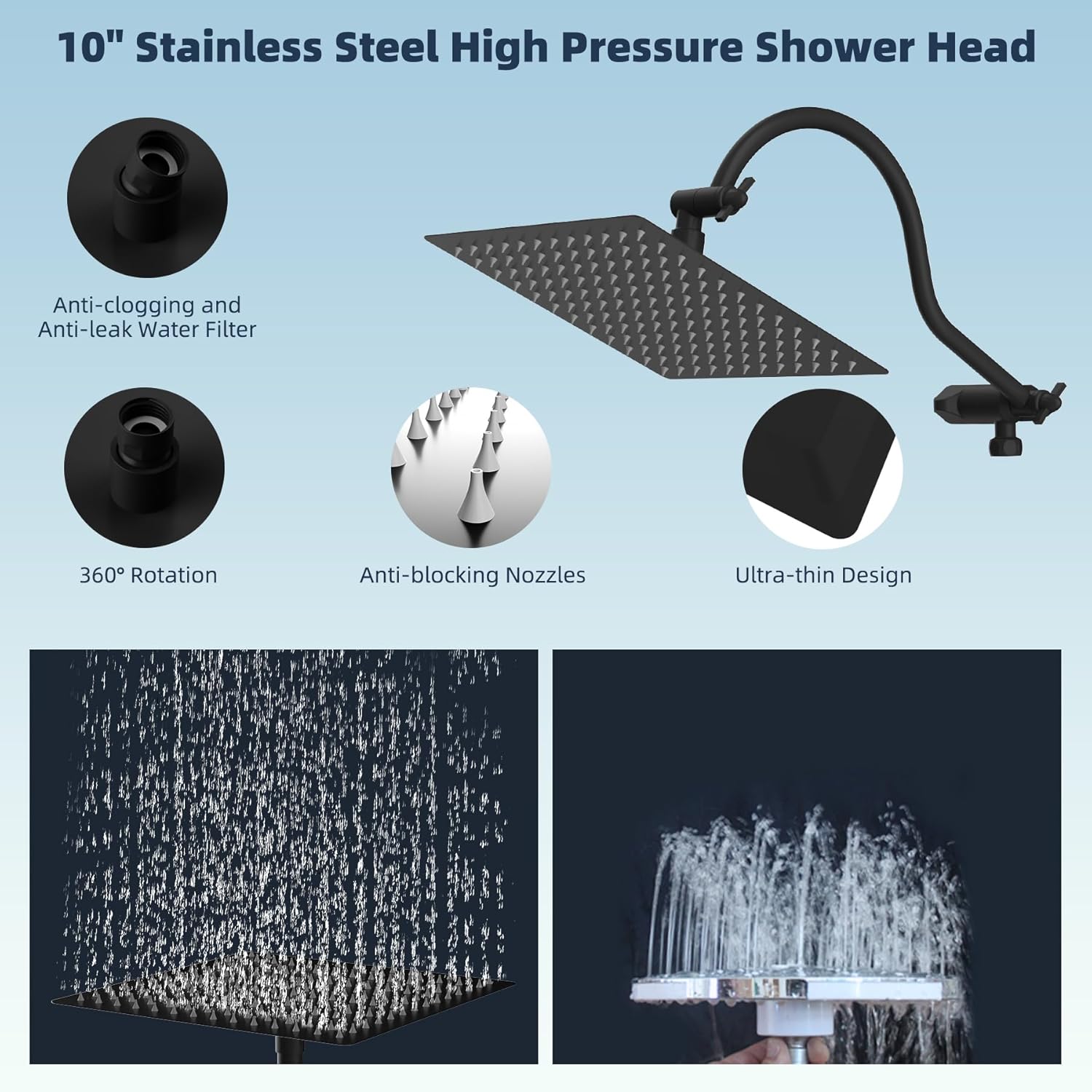 Hibbent All Metal High Pressure 7-Spray Shower Combo