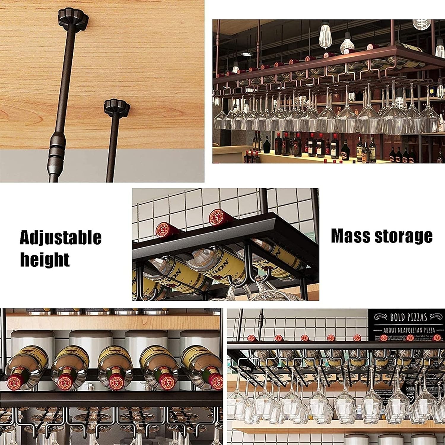 ULAINE Adjustable Iron Wine Rack 60cm