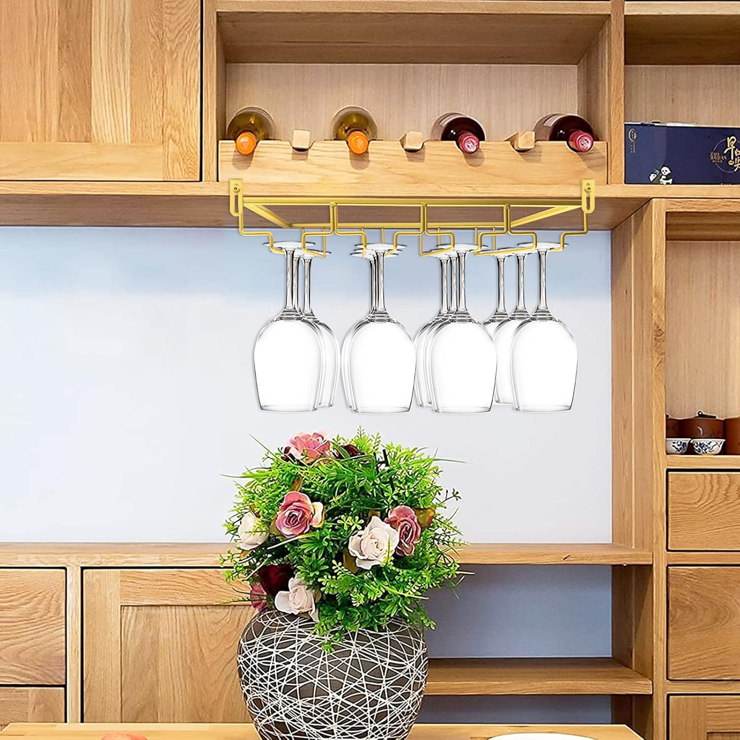 AUHOKY Adjustable Wine Glass Holder Under Cabinet