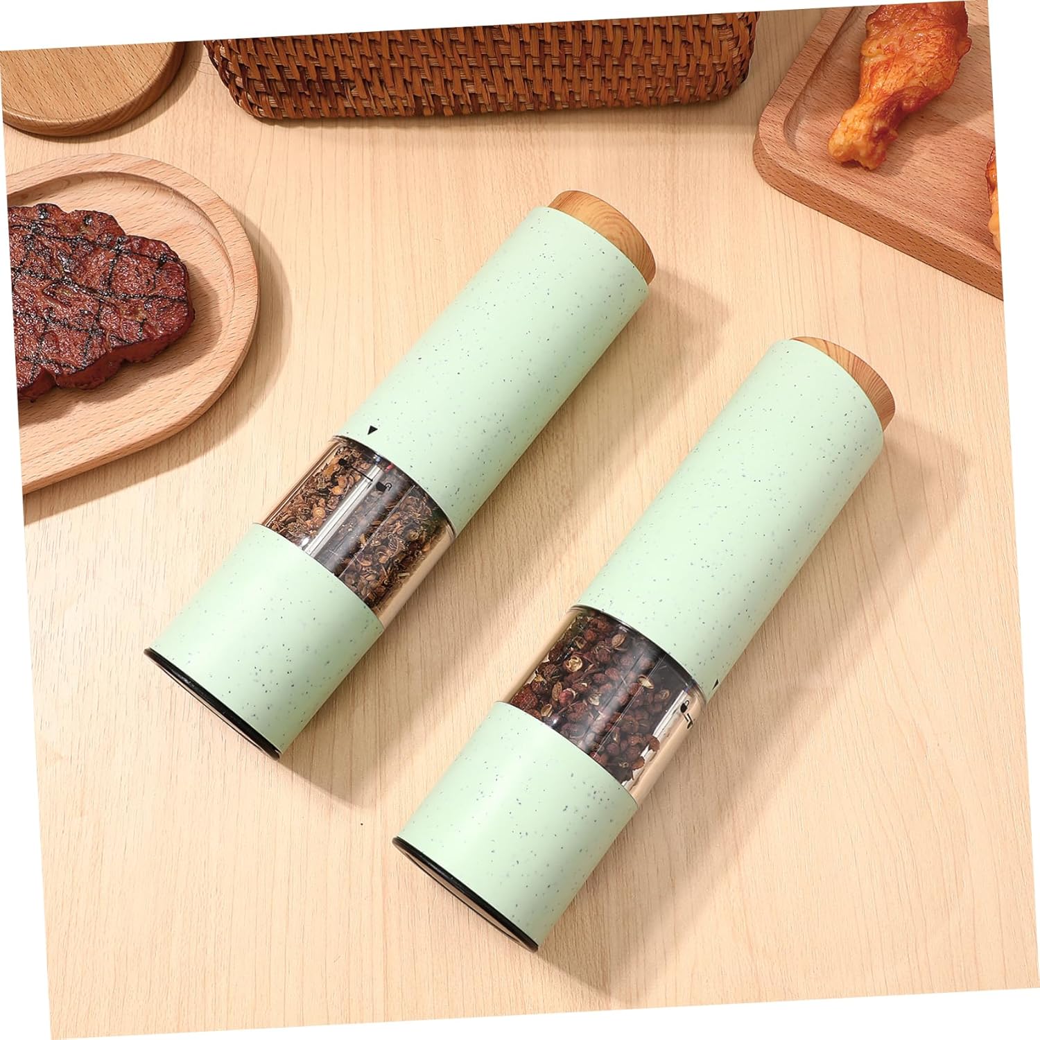 DECHOUS 2-Piece Electric Salt Pepper Holder with Adjustable Coarseness