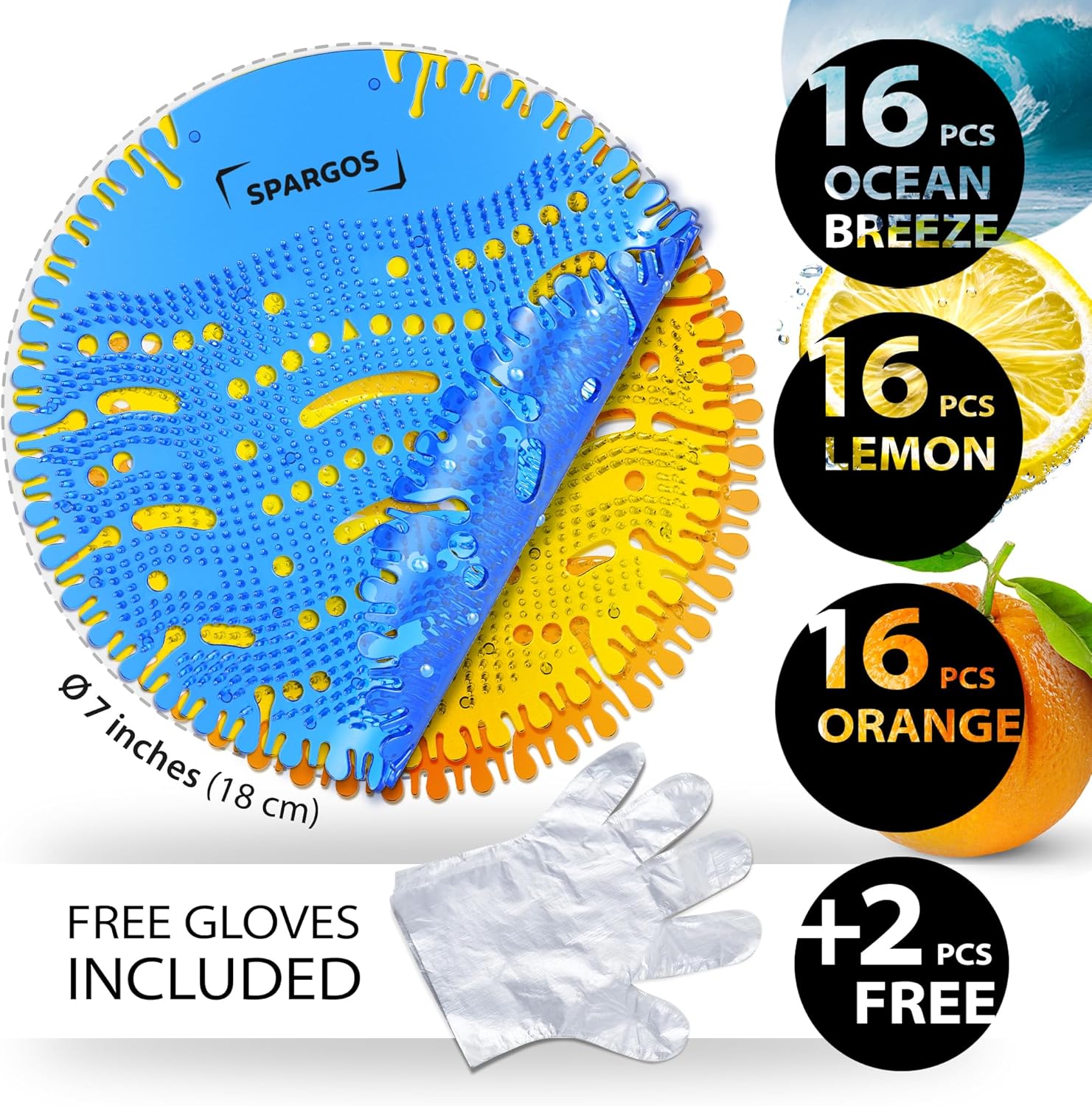 SPARGOS Urinal Deodorizer 50 Pack - Fresh 3D Wave Anti-Splash