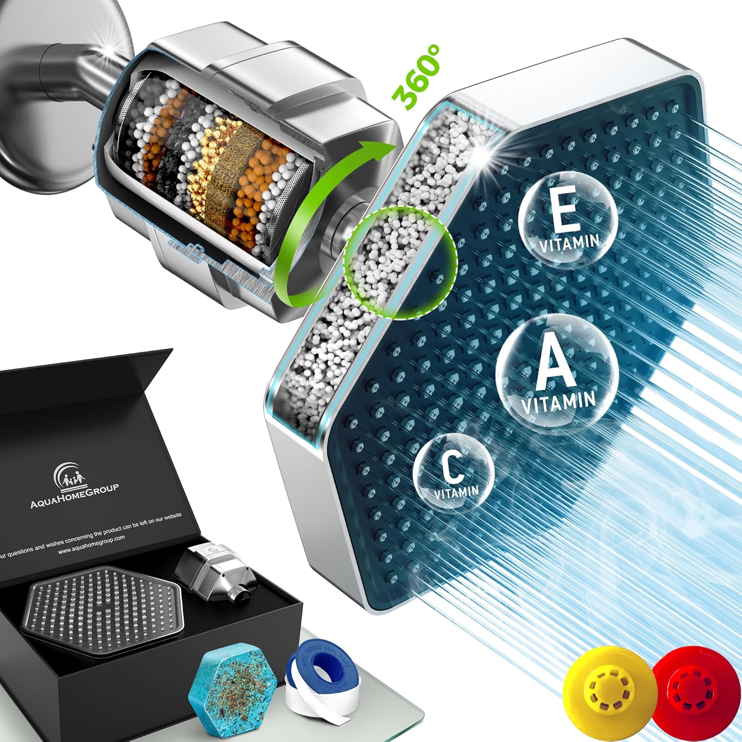 AquaHomeGroup Luxury Filtered Shower Head Set - Chrome