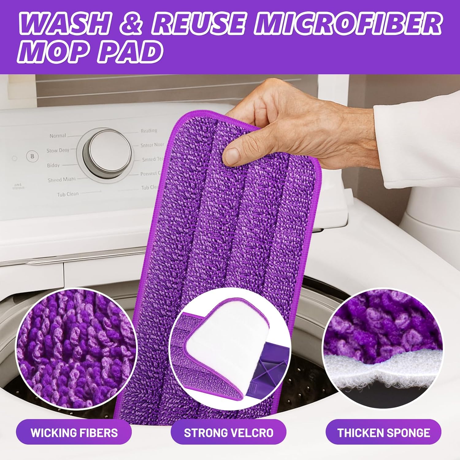 HOMTOYOU Spray Mop with 3 Microfiber Pads for Multi-Surface Cleaning 1