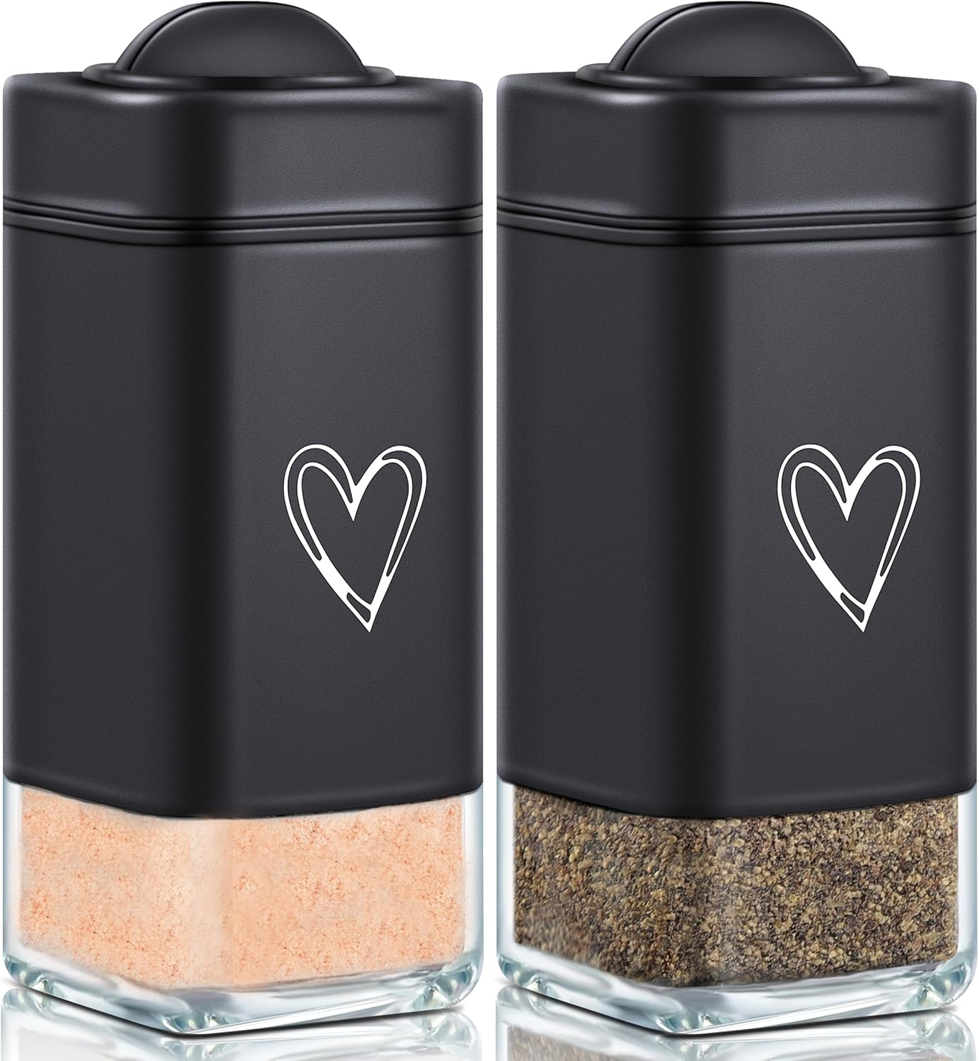 Salt and Pepper Shakers Set Modern Heart Design