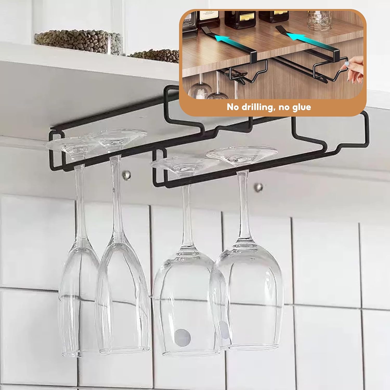 Under Cabinet Stemware Rack 2 Pack Heavy Duty Clamp On Wine Glass Hangers