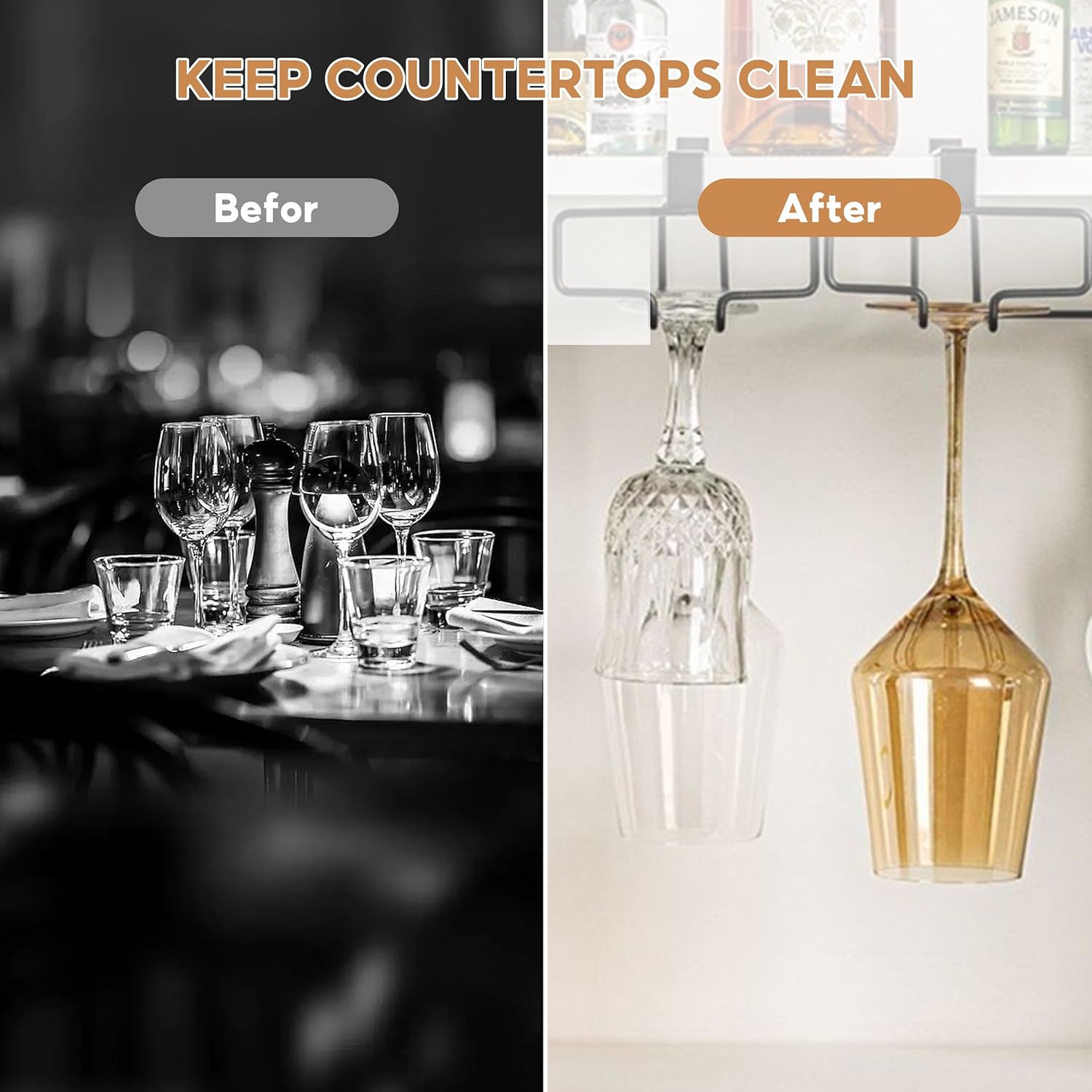 Under Cabinet Stemware Rack 2 Pack Heavy Duty Clamp On Wine Glass Hangers