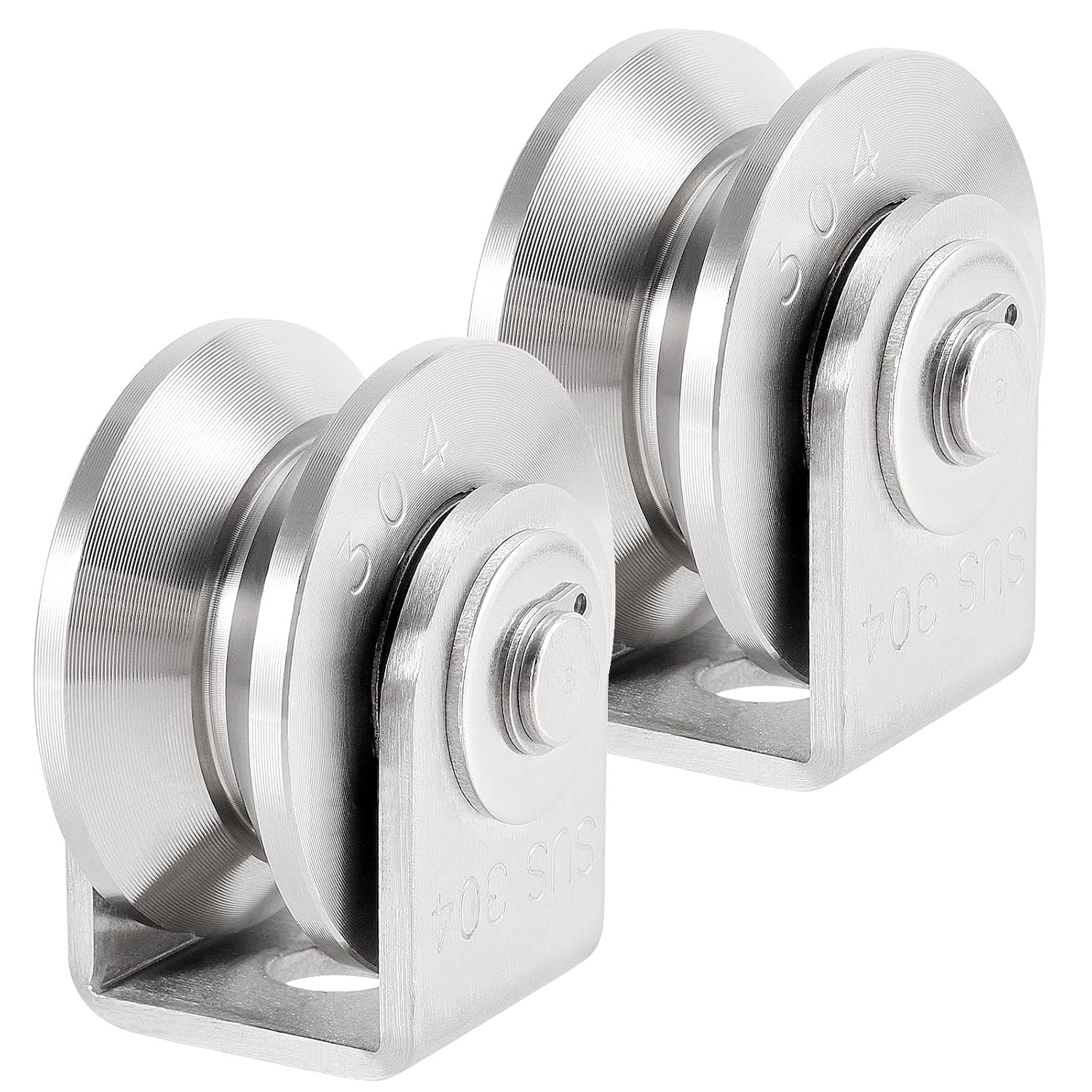 PINGEUI 2 Pack 3 Inch Stainless Steel V Groove Caster with Bracket