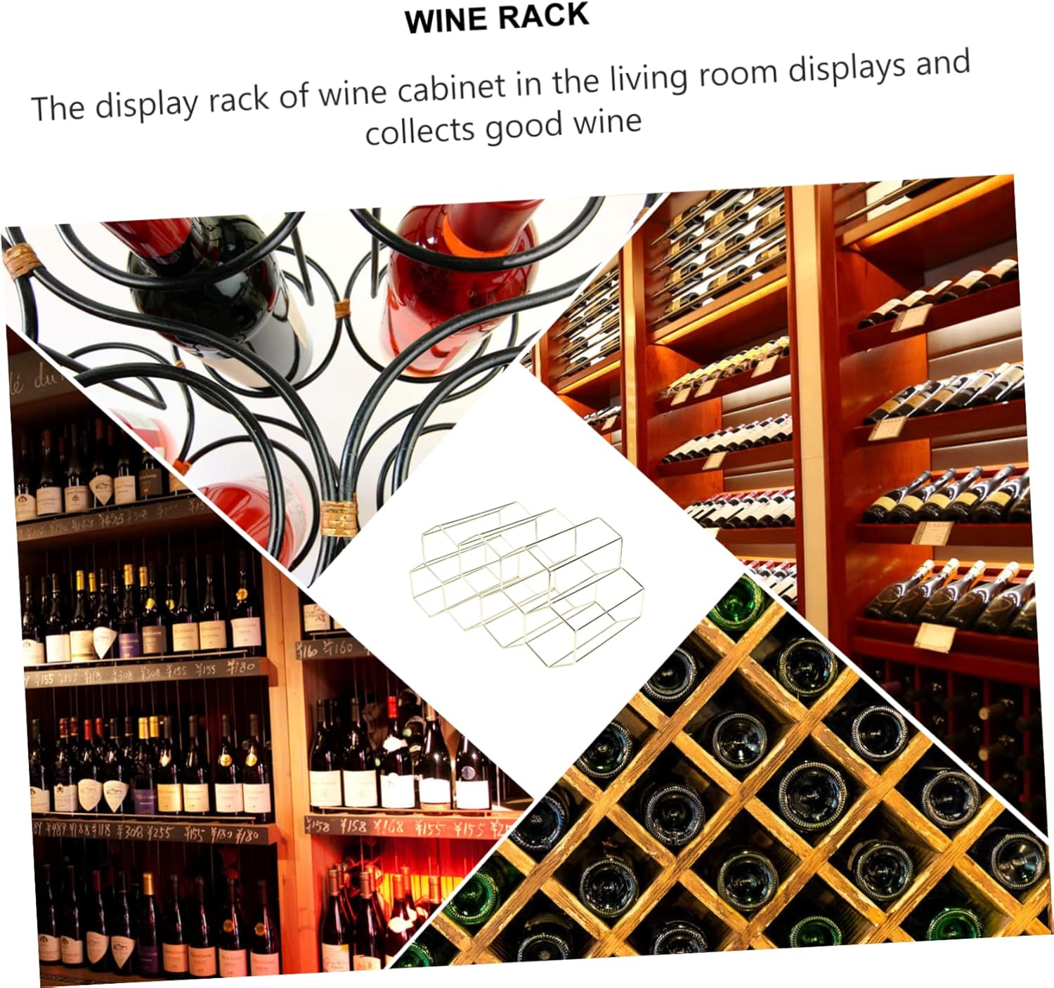Hemoton 7-Bottle Metal Wine Rack with Golden Finish