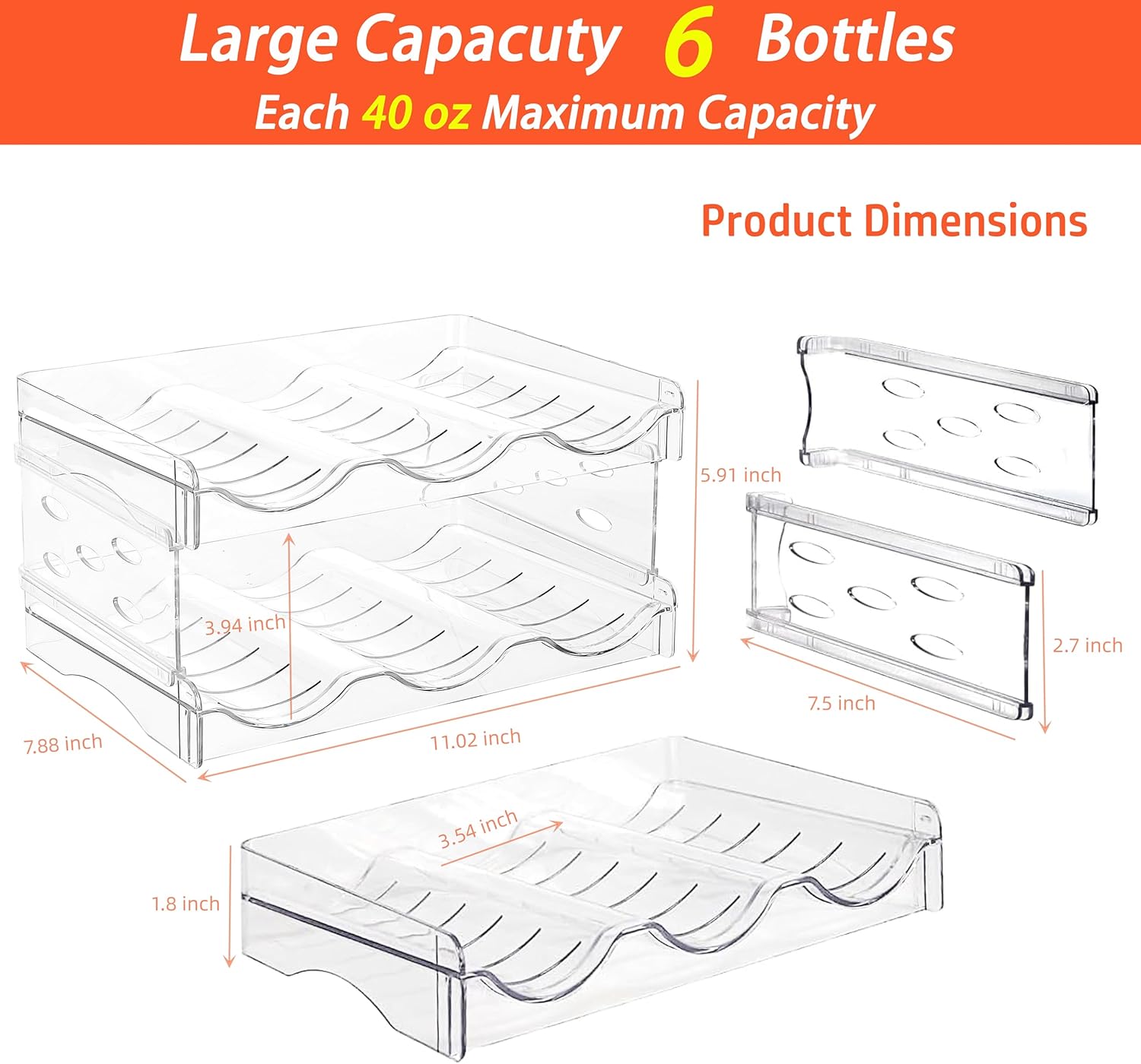IEEK Plastic Stackable Bottle Storage Rack 2 Pack