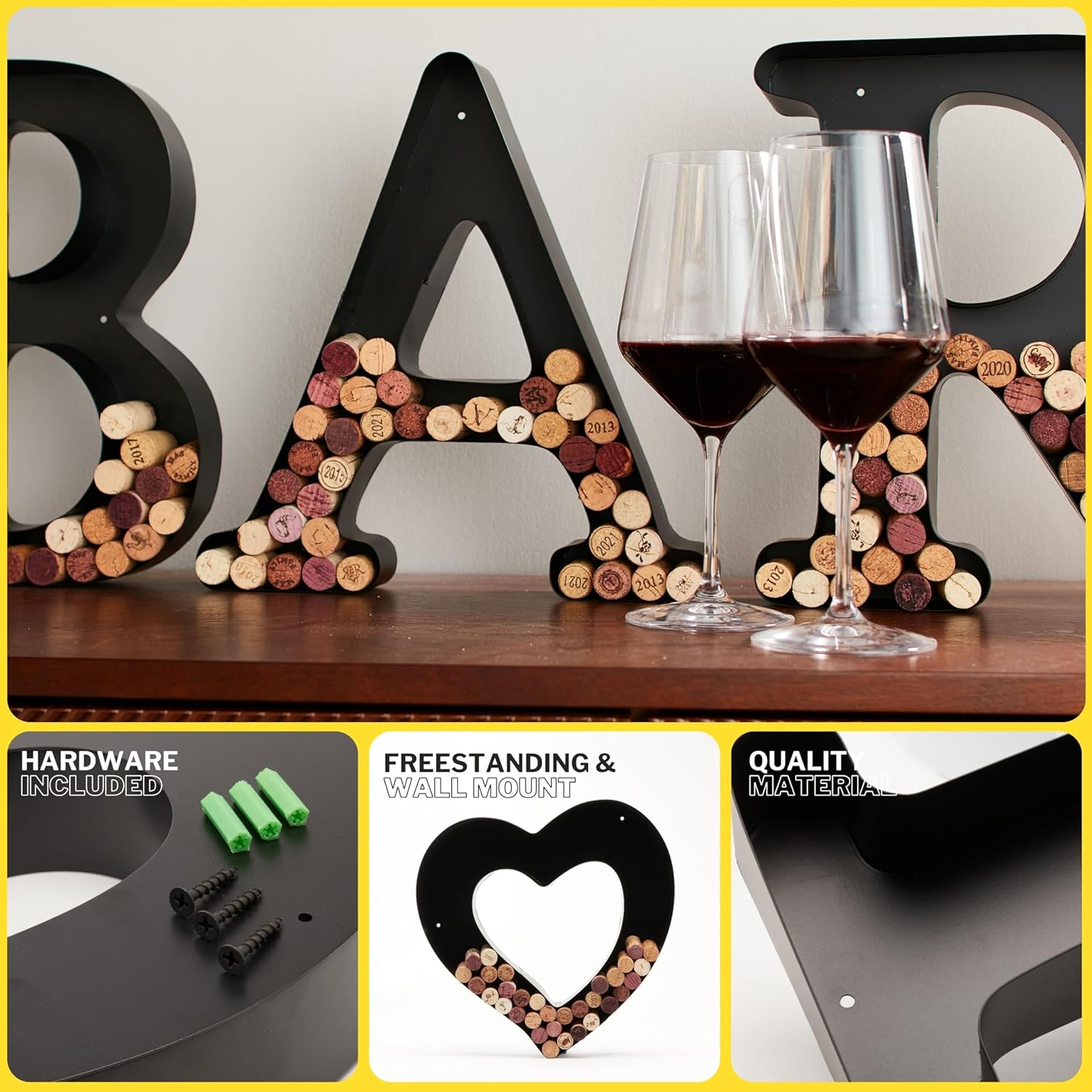 DECOMIL Wine Cork Holder Letters Decorative Wall Art