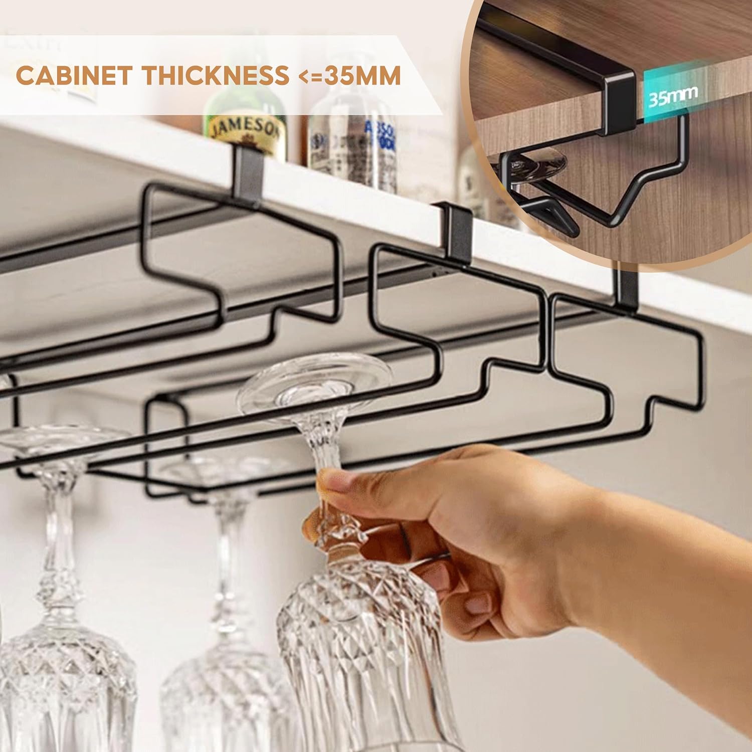 Under Cabinet Stemware Rack 2 Pack Heavy Duty Clamp On Wine Glass Hangers