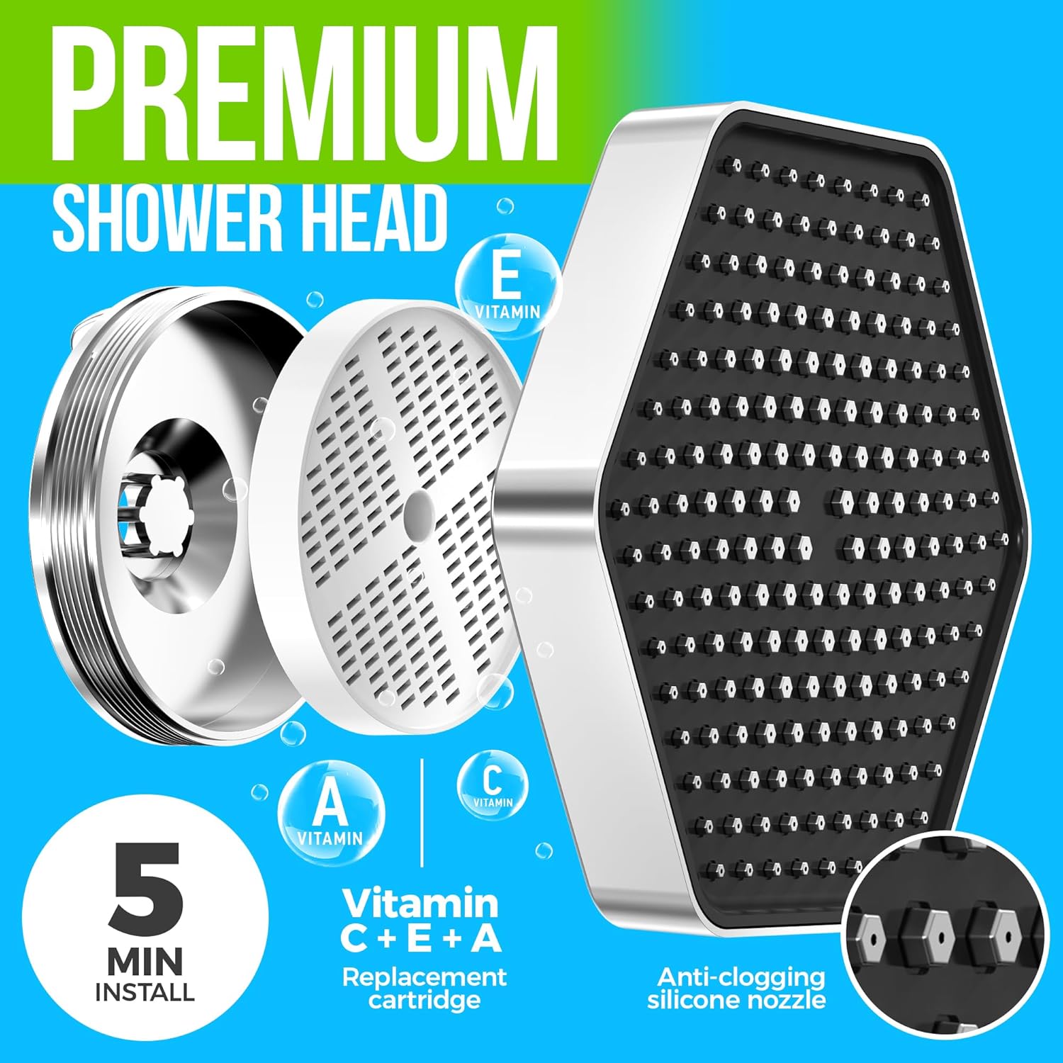AquaHomeGroup Luxury Filtered Shower Head Set - Chrome
