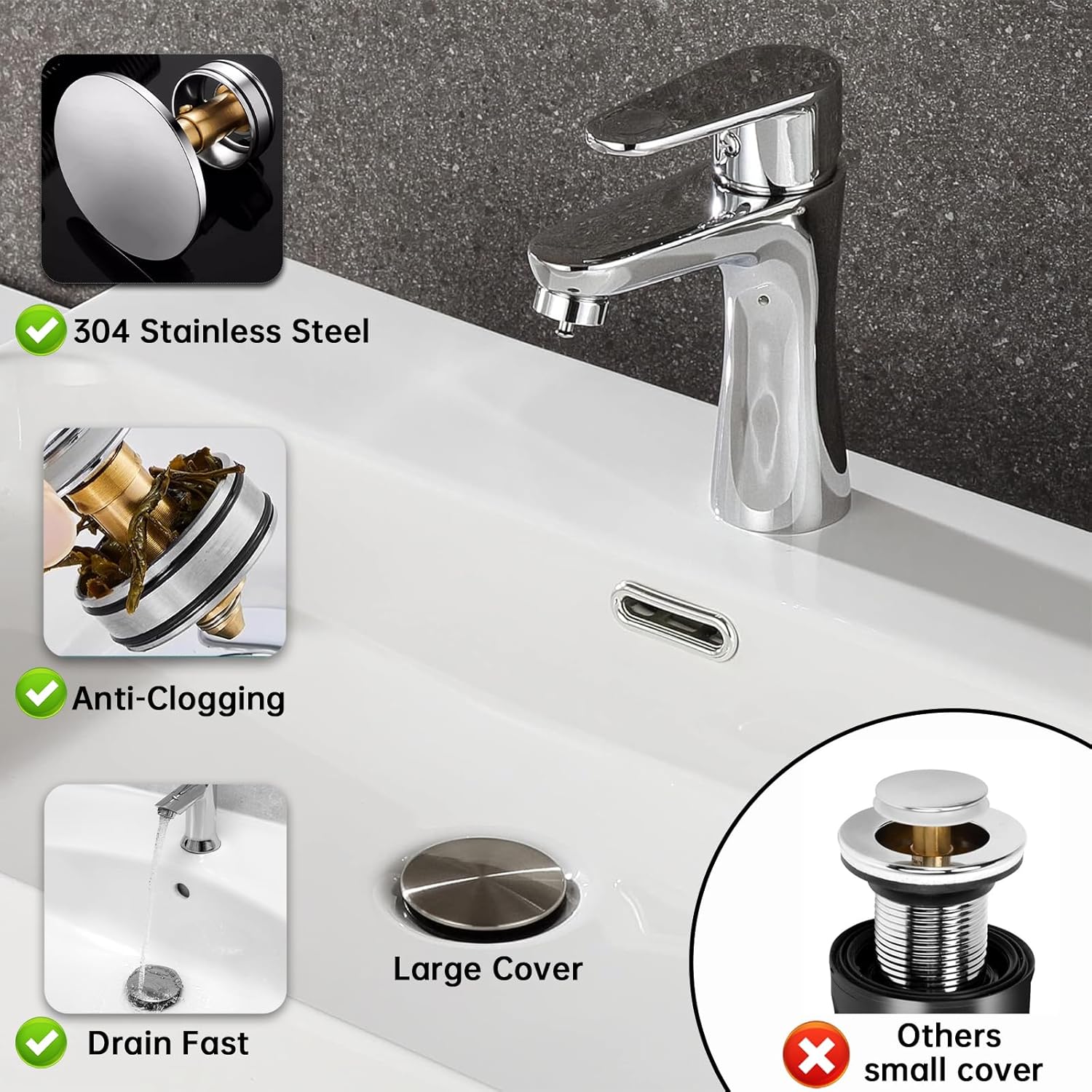 JHBKing Bathroom Sink Drain Kit with Flexible Expandable Pipe 1
