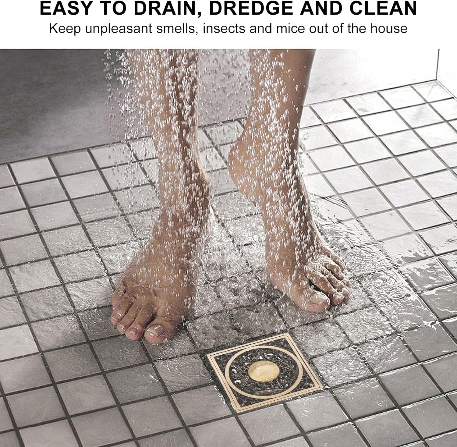 Biitfuu Quadrate Floor Drain for Bathroom and Kitchen