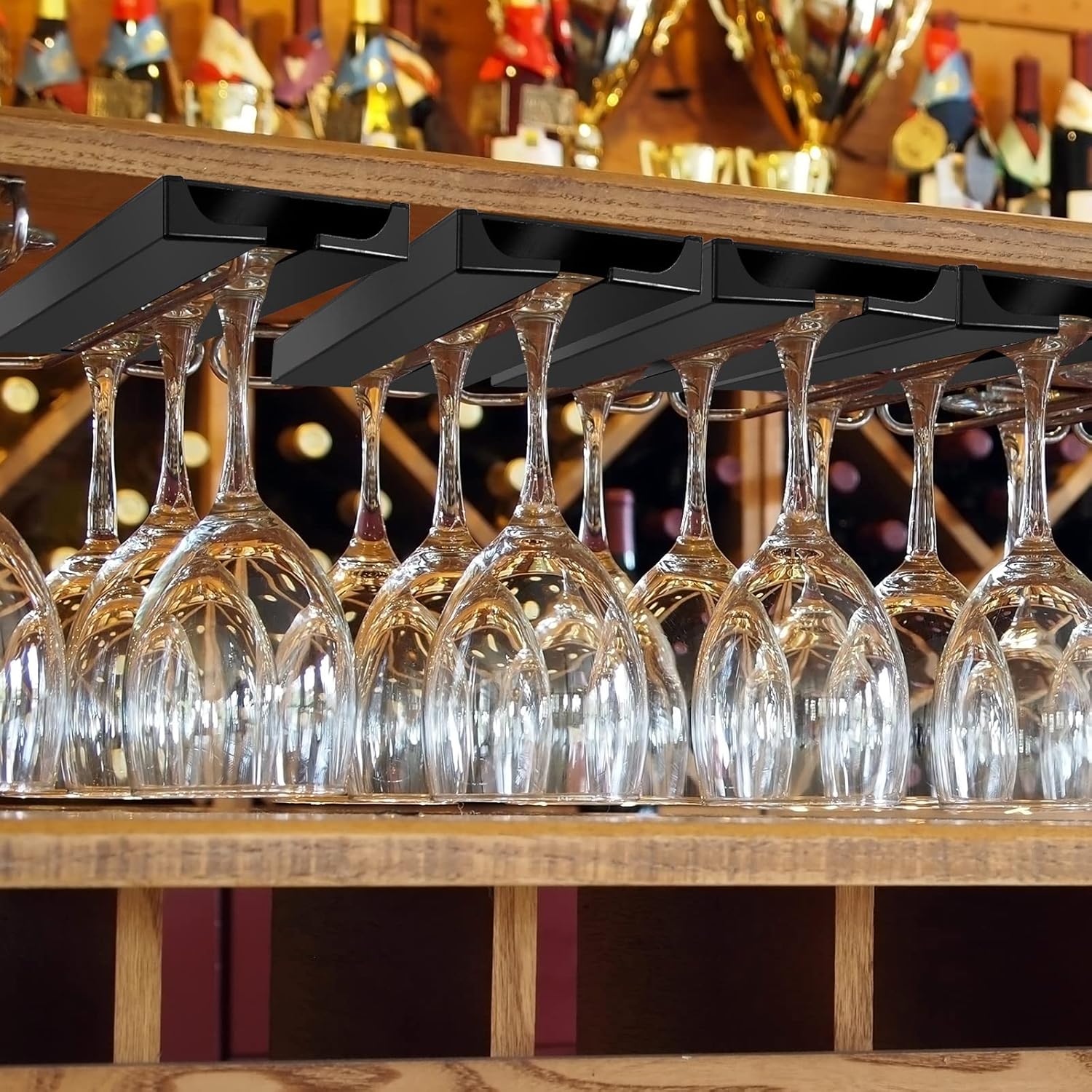 Rtteri 6 Pcs Under Cabinet Wine Glass Rack