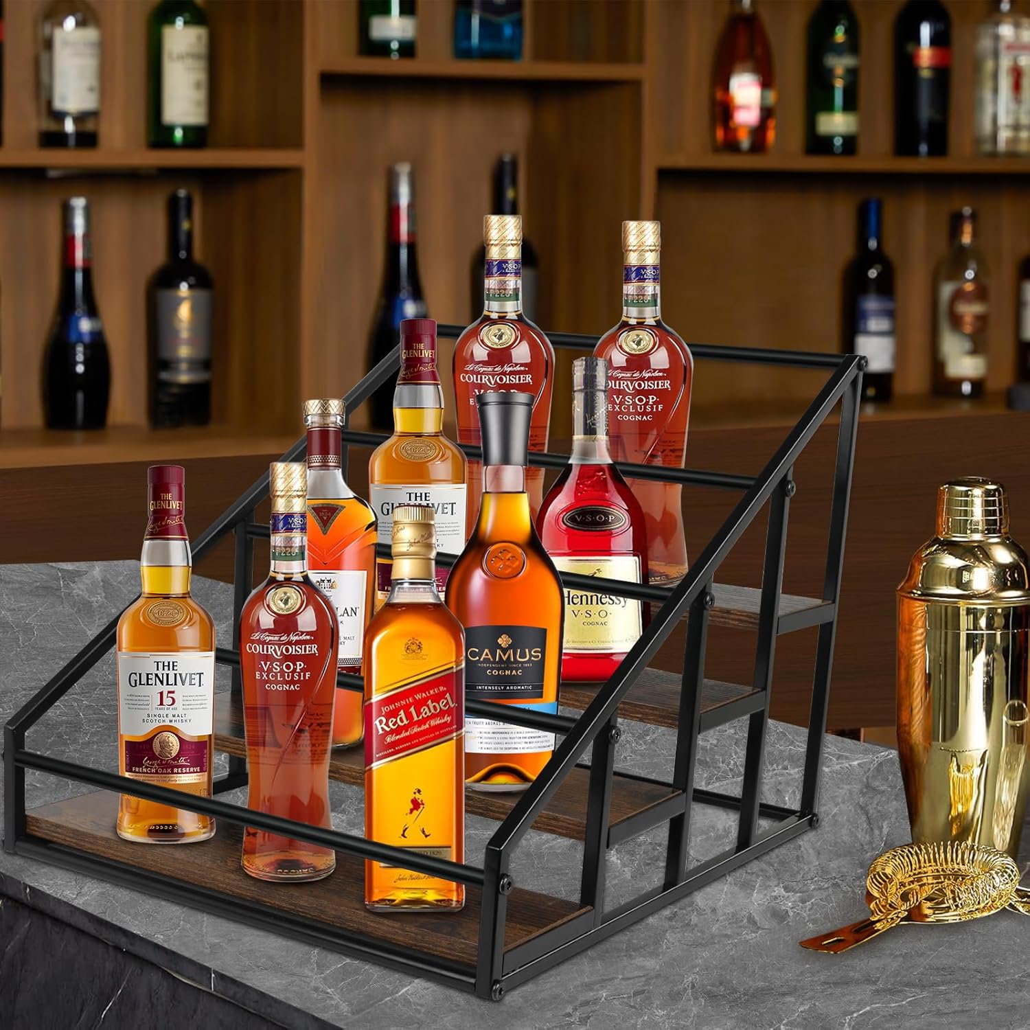 Coffee Syrup Rack Organizer 2 Packs 4 Tier 16 Bottle Holder
