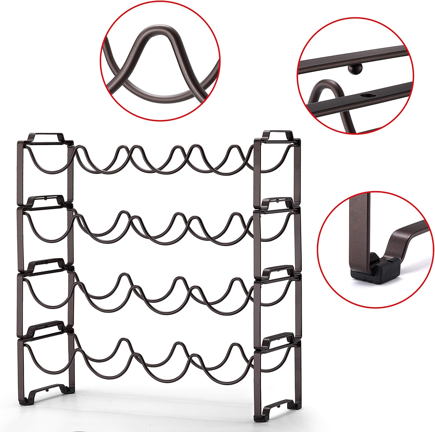 Simple Trending 4-Tier Wine Rack with 16 Bottle Capacity Bronze Finish
