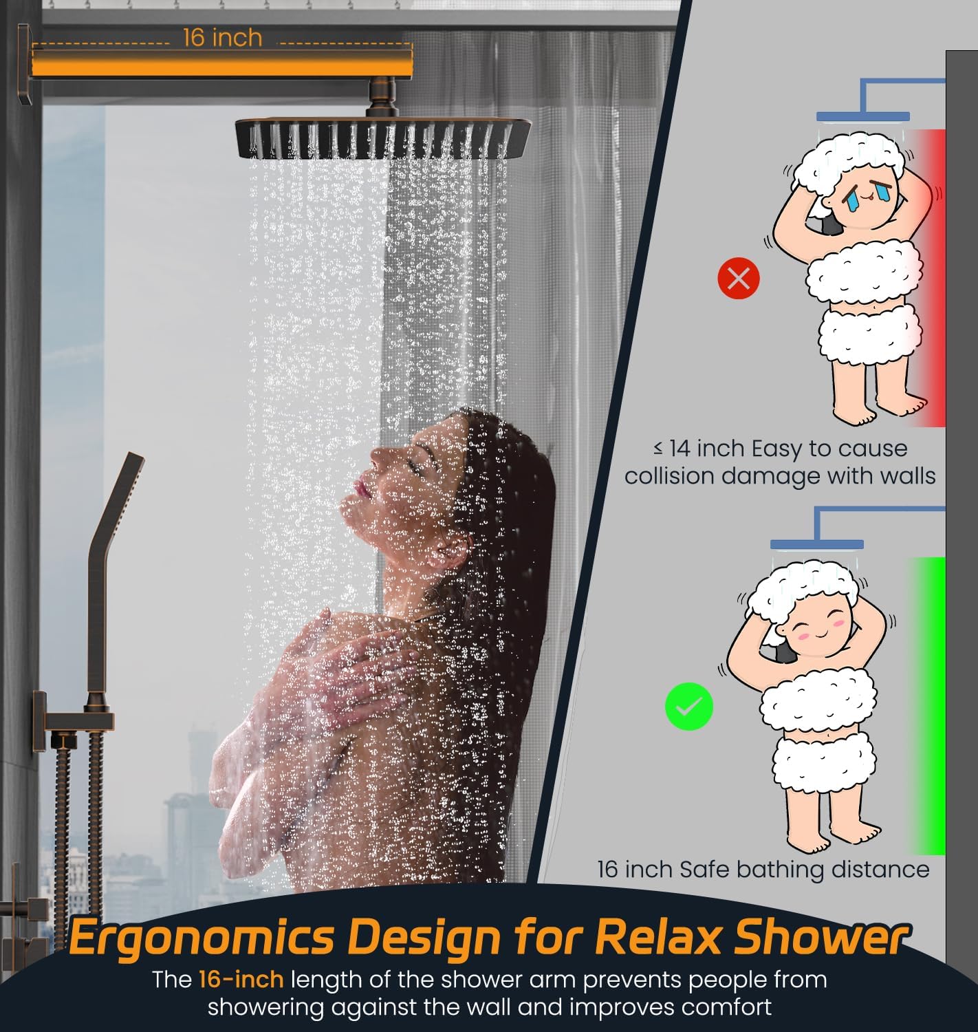 SR SUN RISE ORB Square Rain Shower Set with Handle