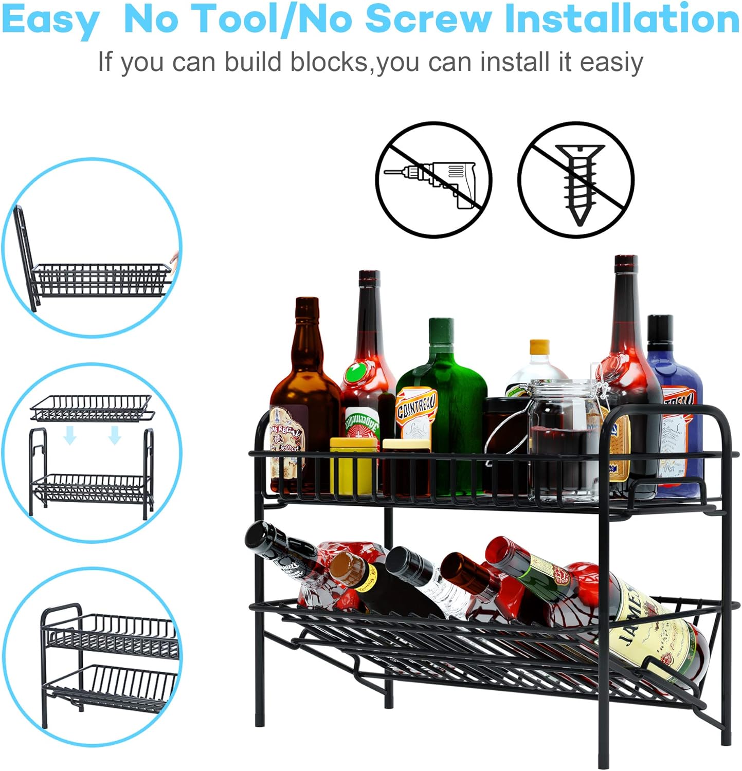 HengLiSam 2 Tier Spice Rack Organizer Black 1