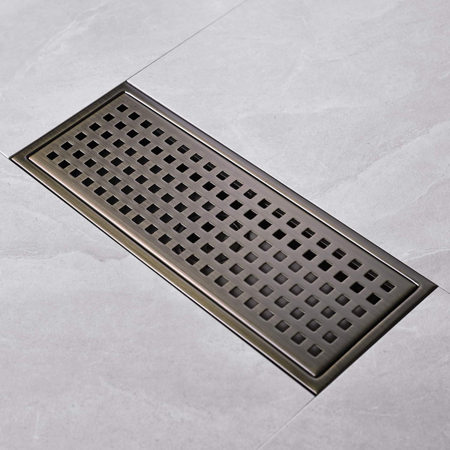 Linear Shower Floor Drain 12 Inch Brushed Bronze