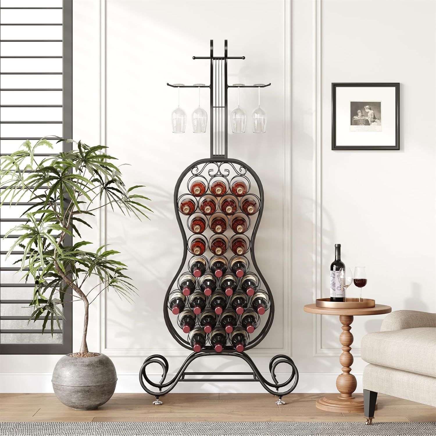 HavenlyYouth Freestanding Wine Rack for 32 Bottles