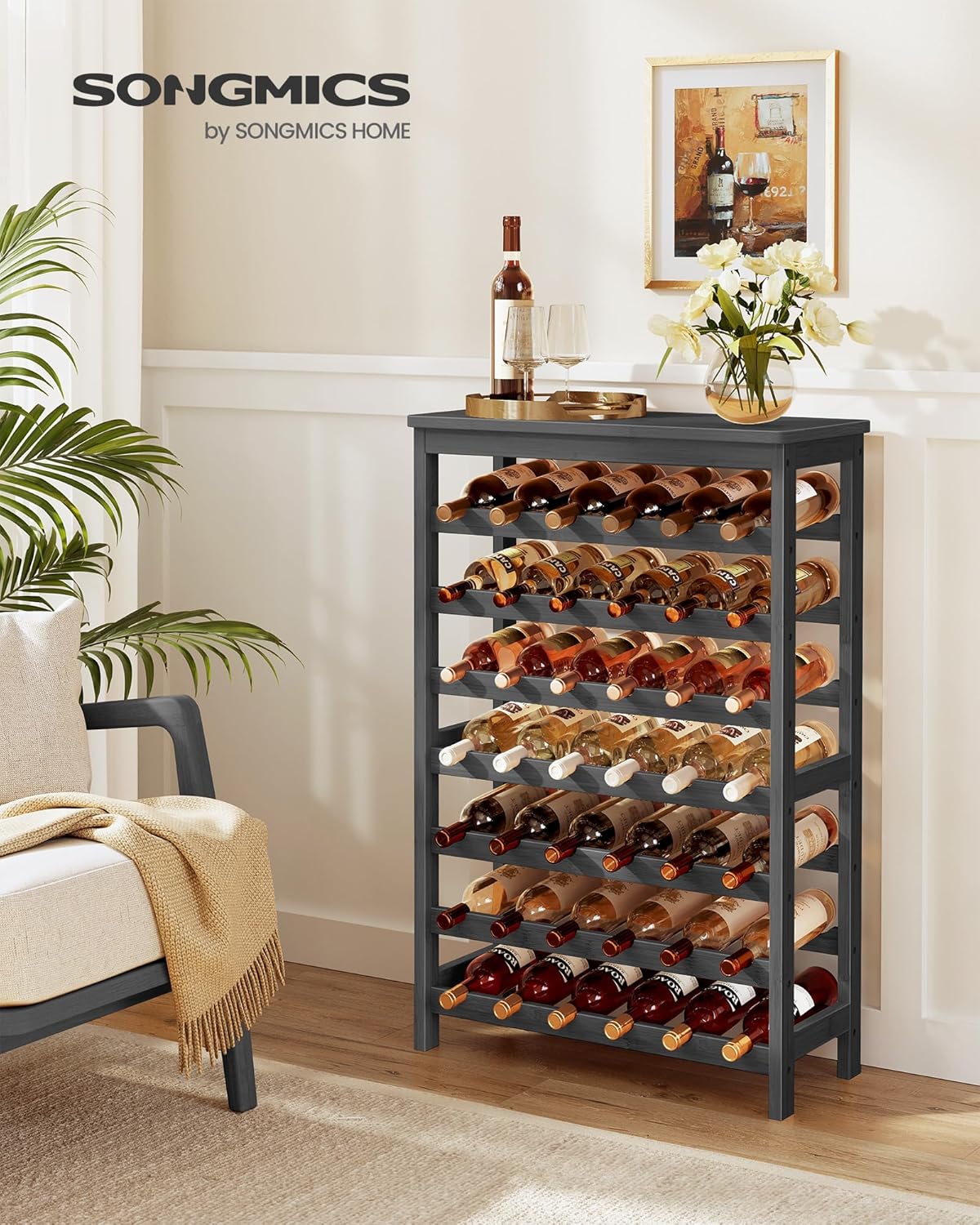 SONGMICS 7-Tier Bamboo Wine Rack 42 Bottles