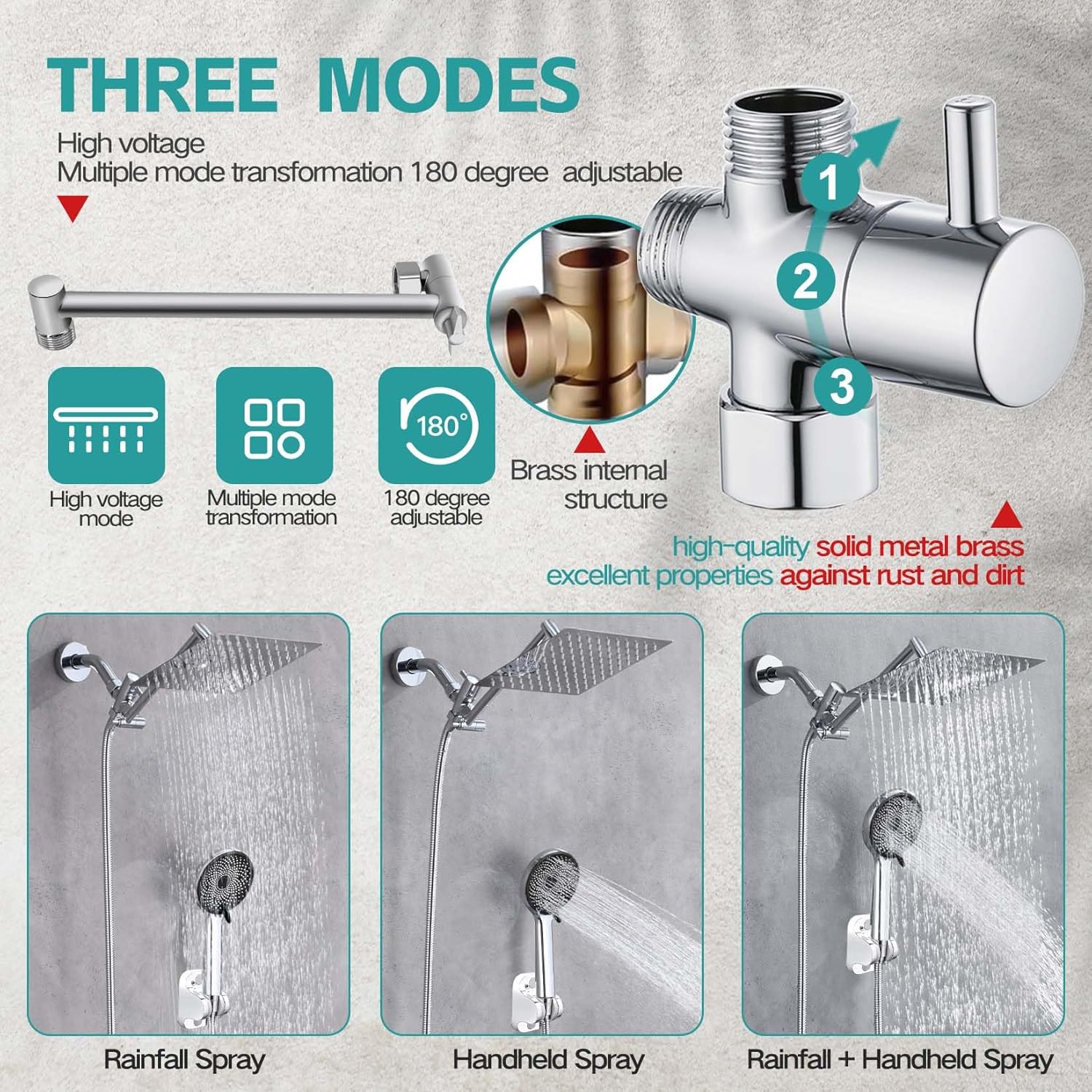 Nottia 10 Inch Rain Shower Head with Handheld Spray Combo 1