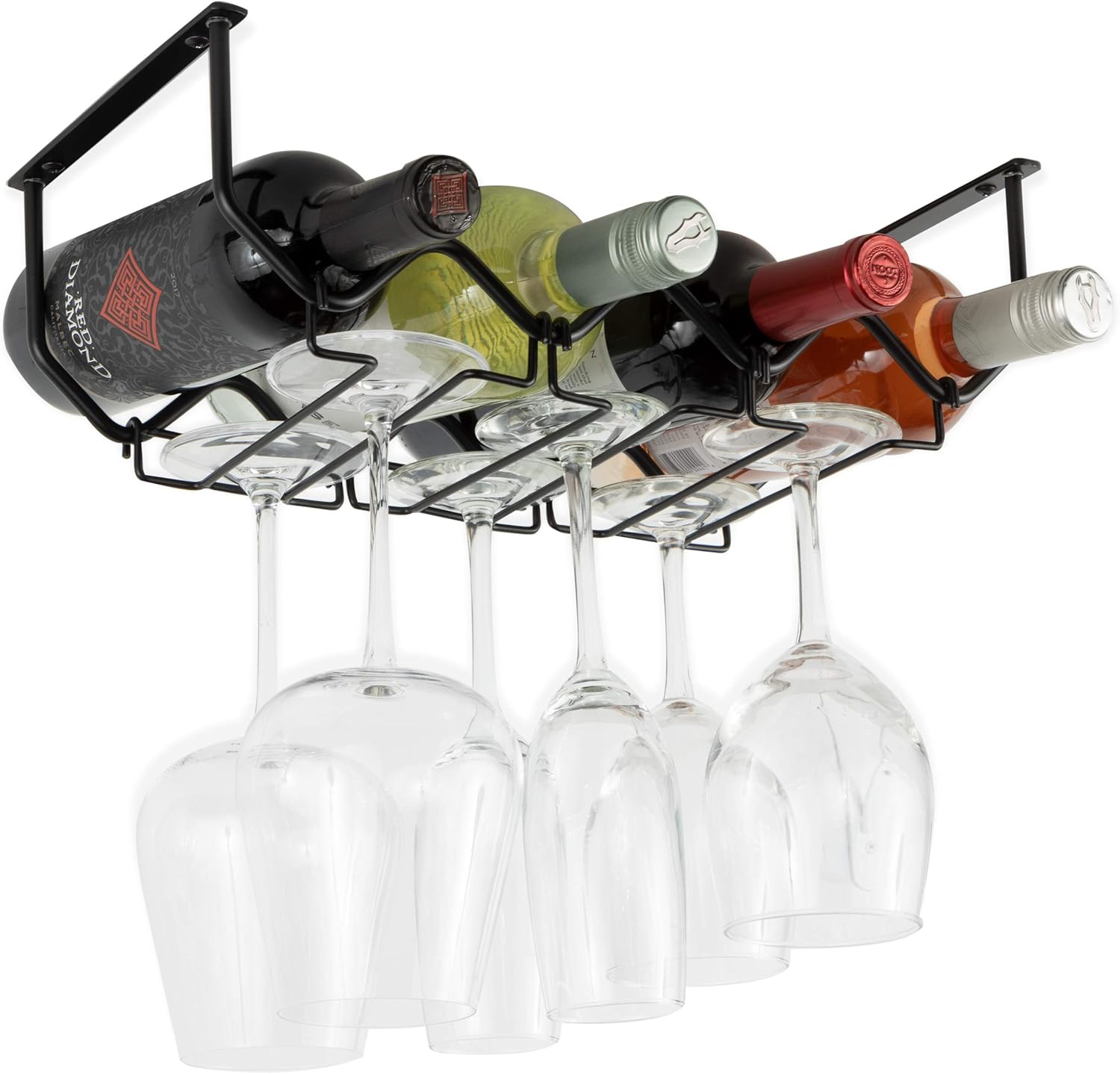 Wallniture Piccola Under Cabinet Wine Rack Glasses Holder