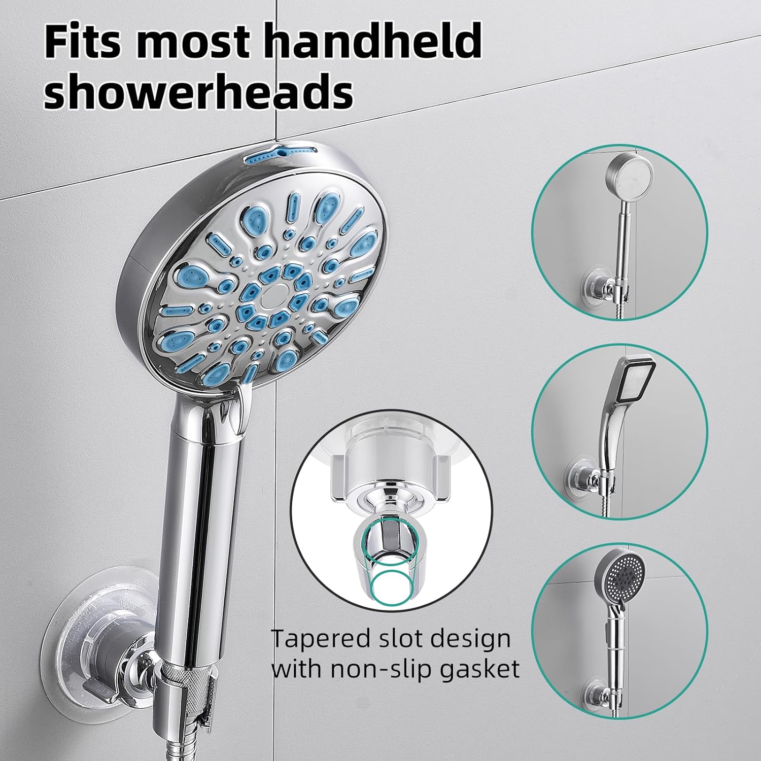 Cobbe Wall Mount Shower Head Holder - 360 Adjustable Chrome